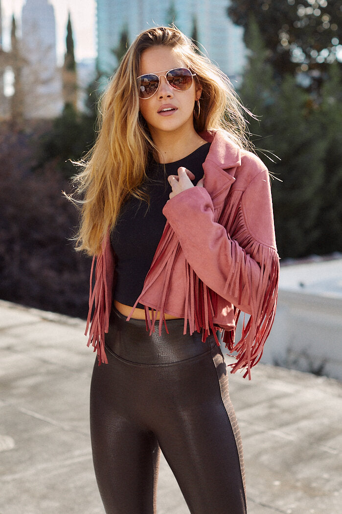 Monaco Fringe Suede Moto Jacket