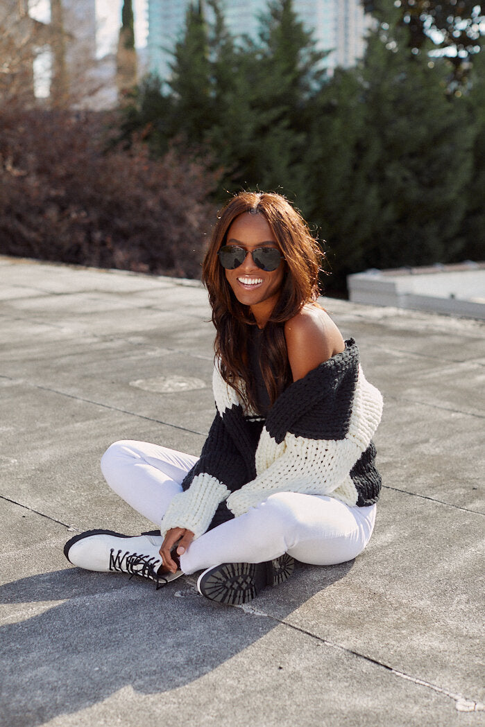 Apollo Color Block Chunky Sweater Cardigan