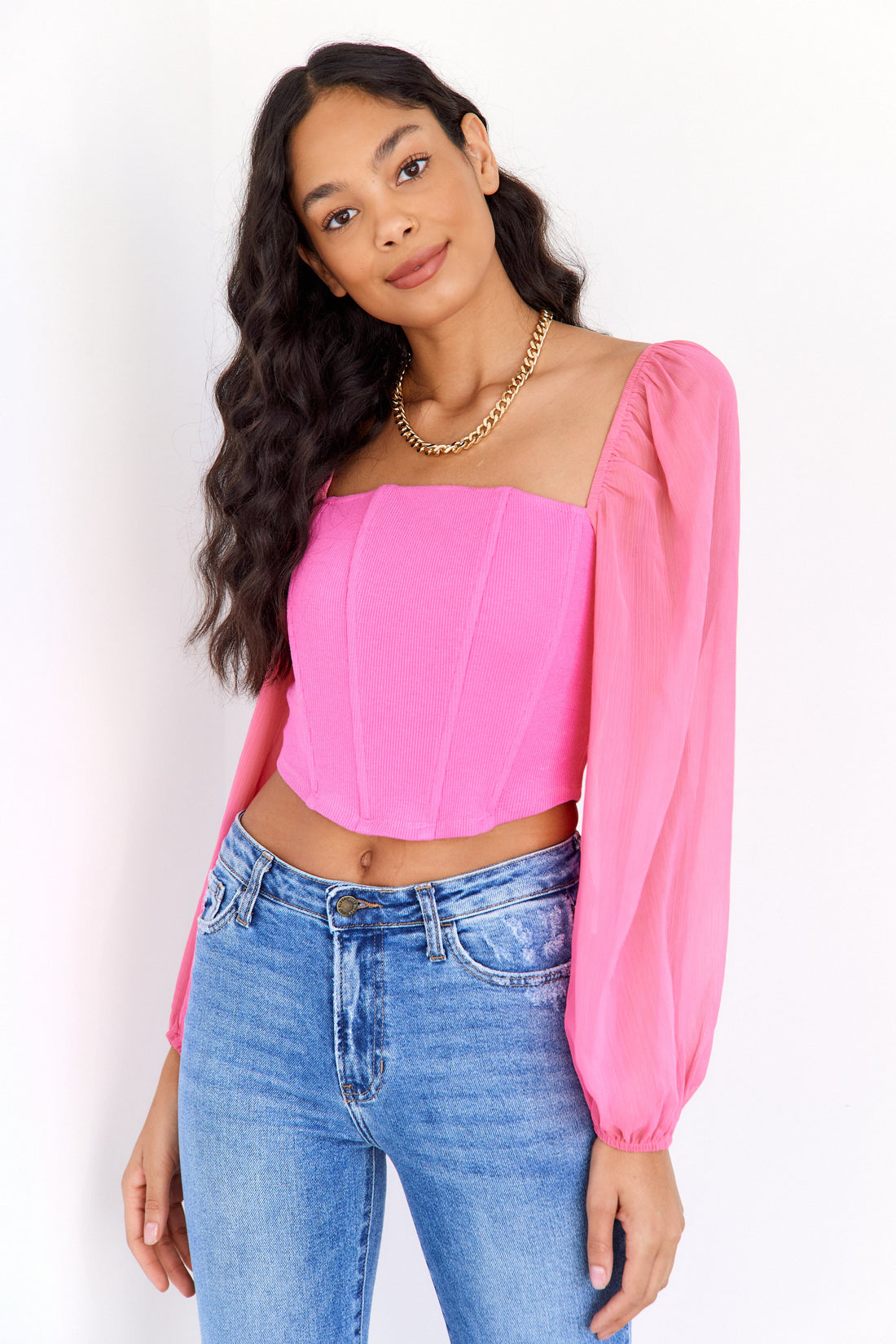 SALE - Mia Long Sleeve Corset Top