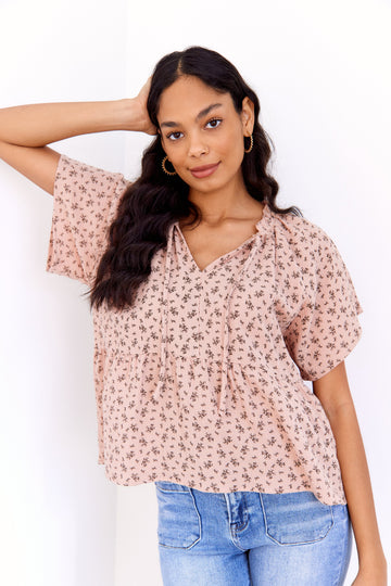 SALE - Augusta Tie Front Peplum Top