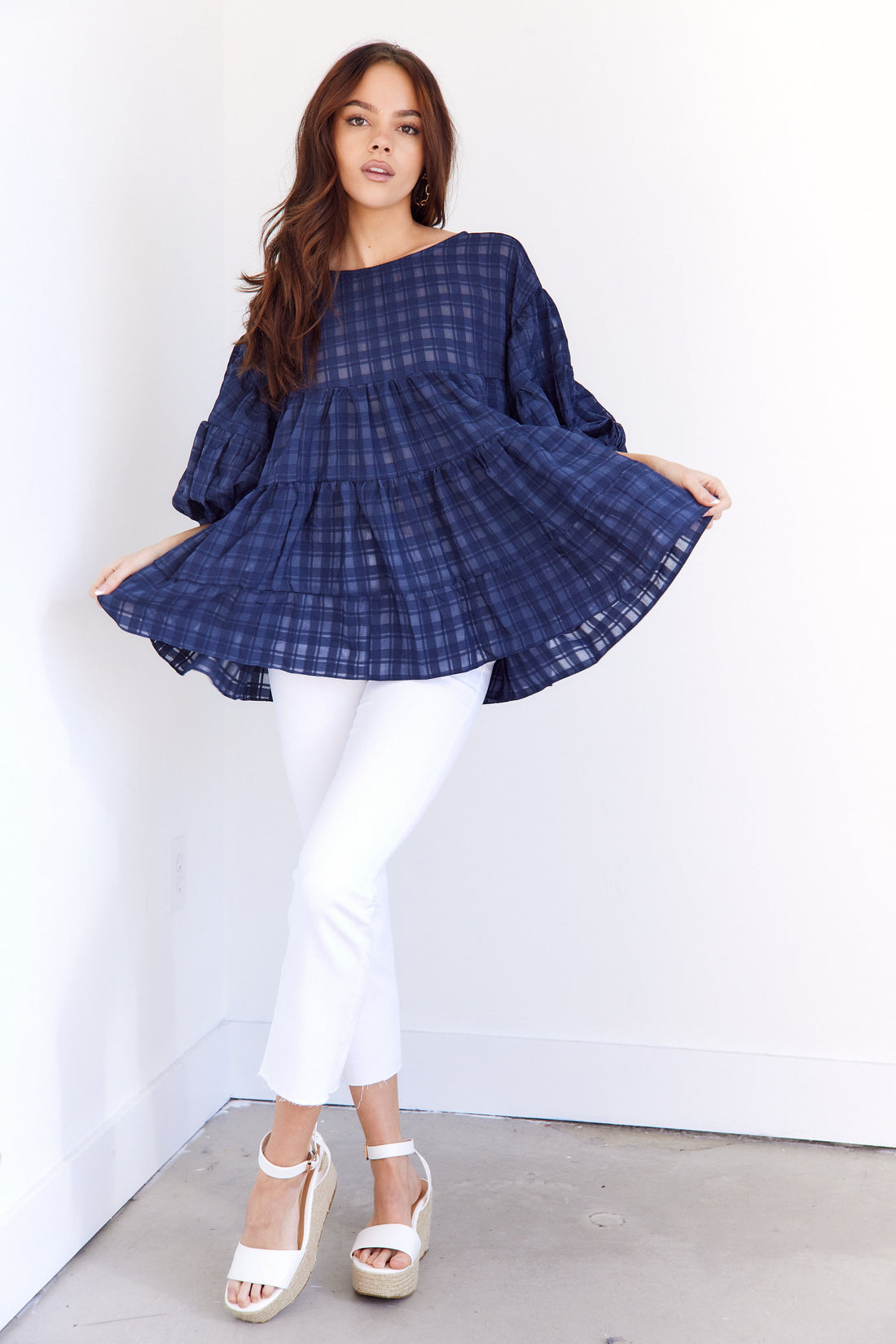 SALE - Cecilia Textured Tiered Babydoll Top