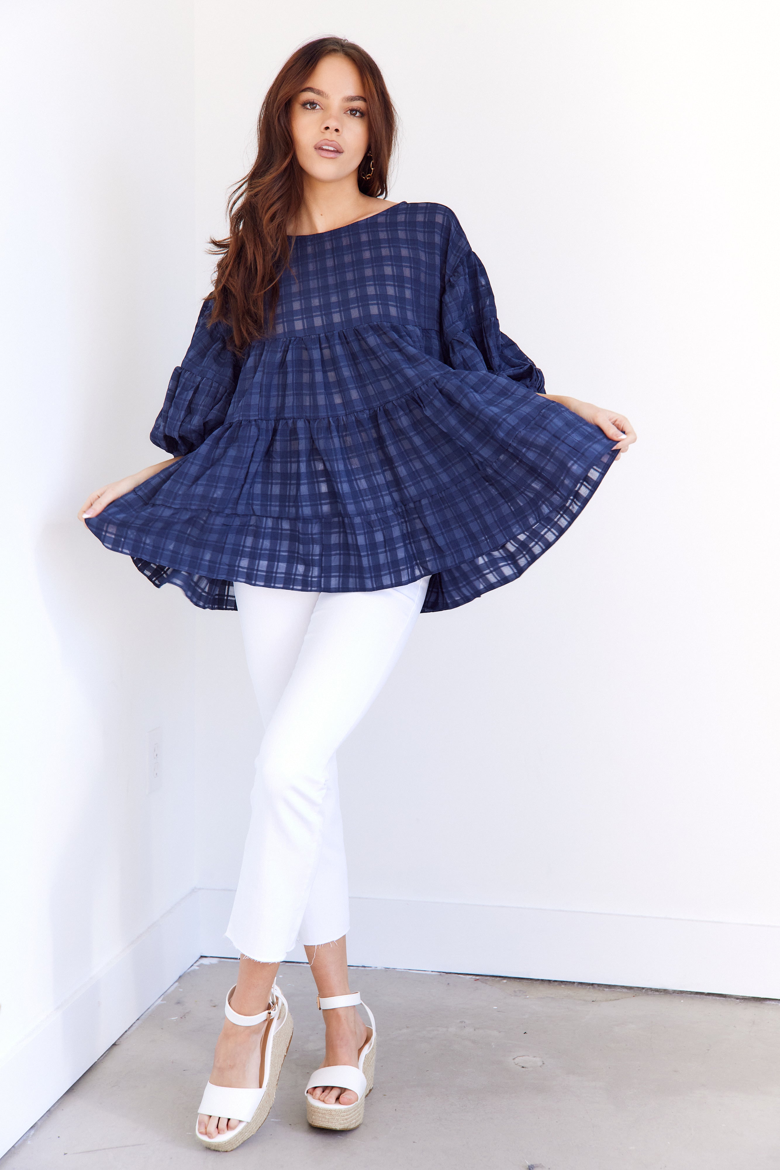 SALE - Cecilia Textured Tiered Babydoll Top