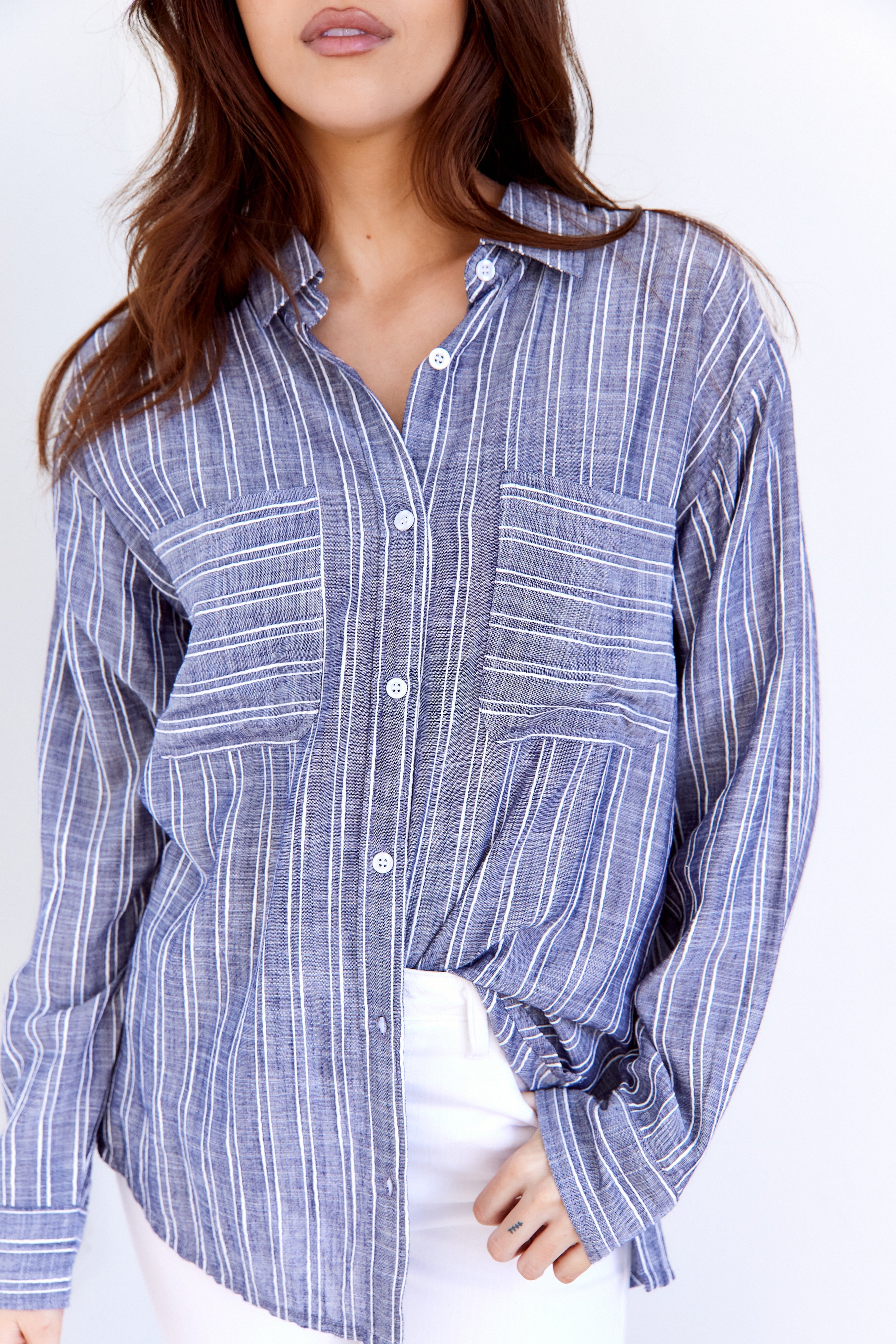 Claire Textured Stripe Button Down