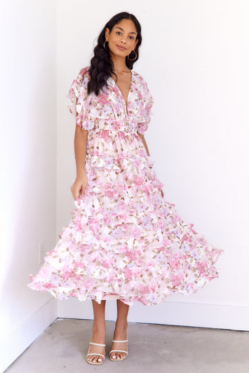 Adriana Tiered Chiffon Floral Maxi Dress