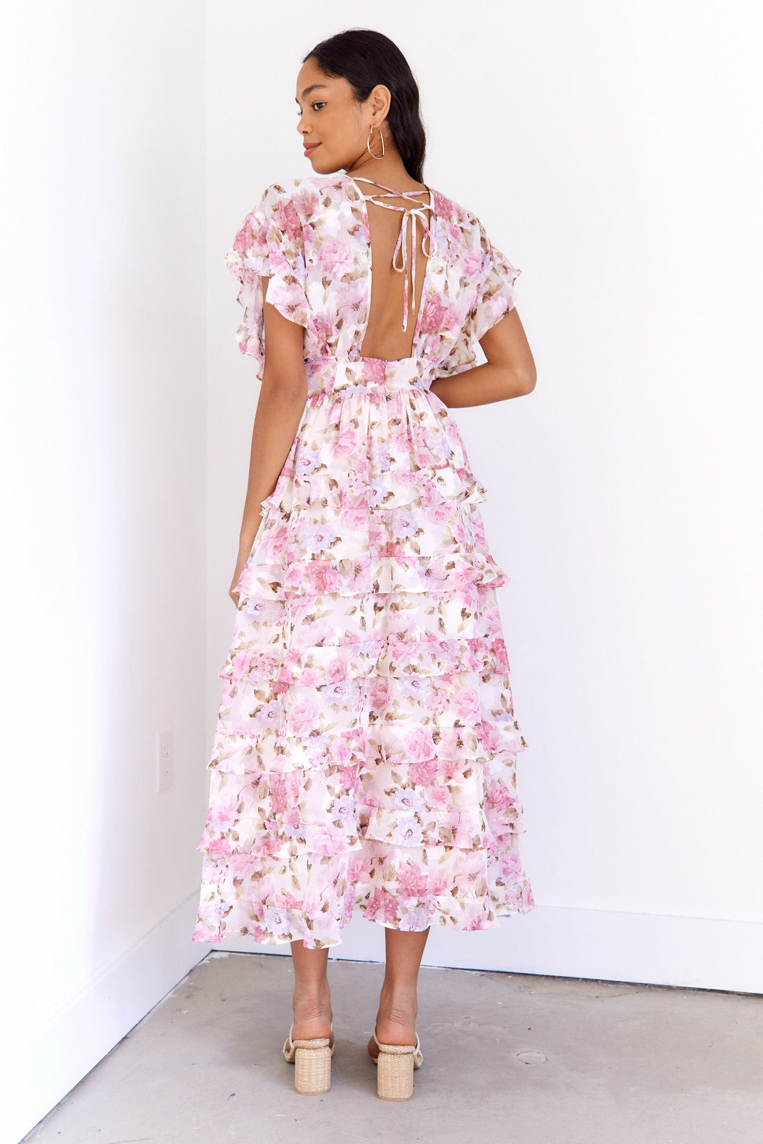 Adriana Tiered Chiffon Floral Maxi Dress