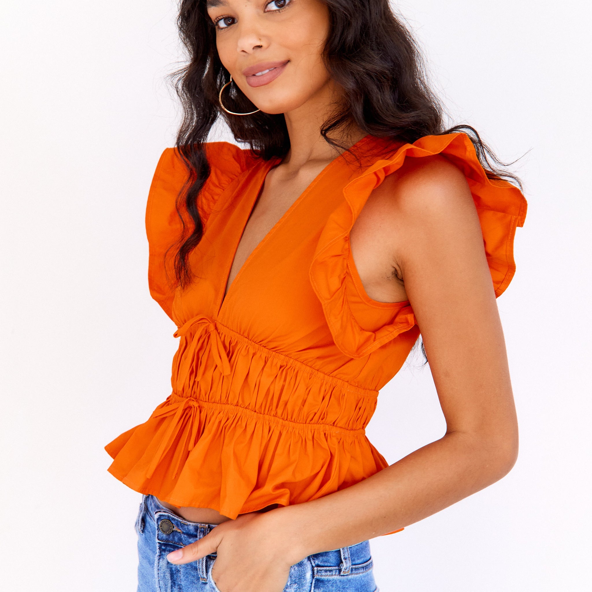 Lula Ruffle Sleeve Peplum Top