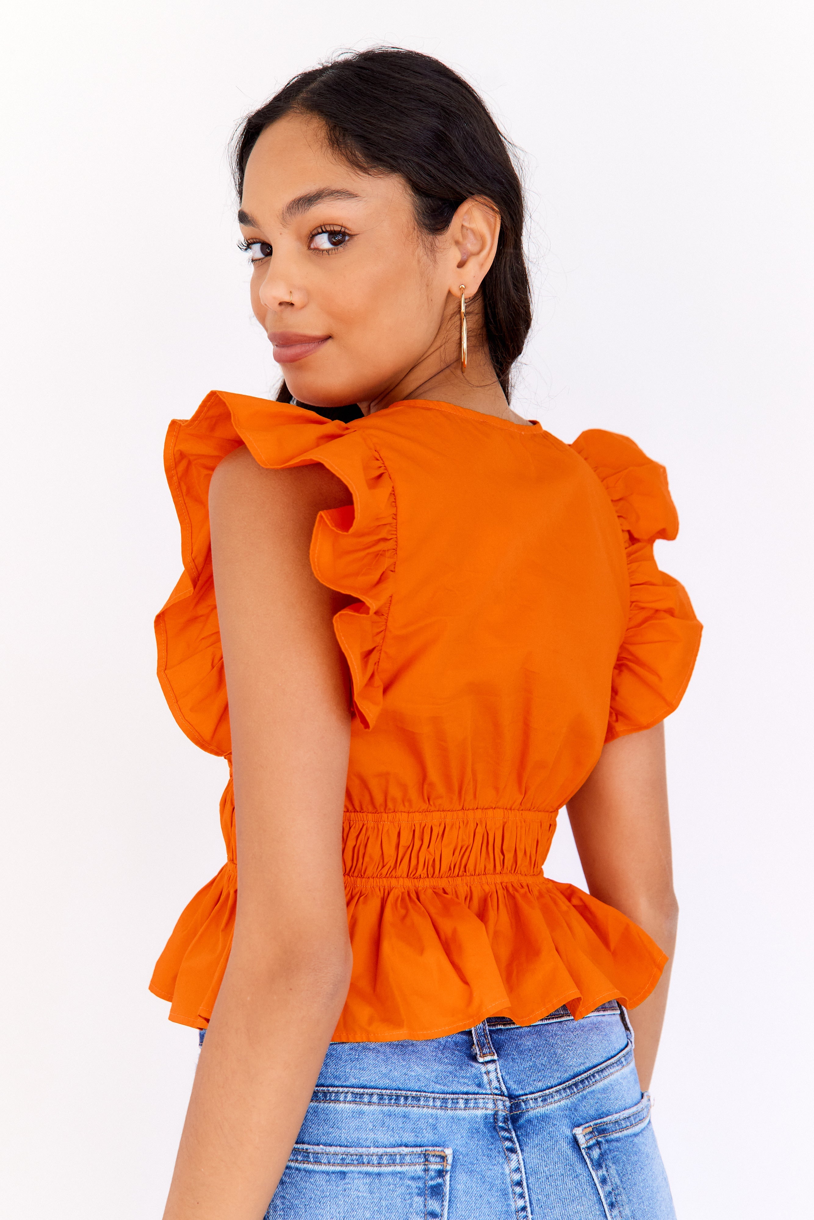 Lula Ruffle Sleeve Peplum Top