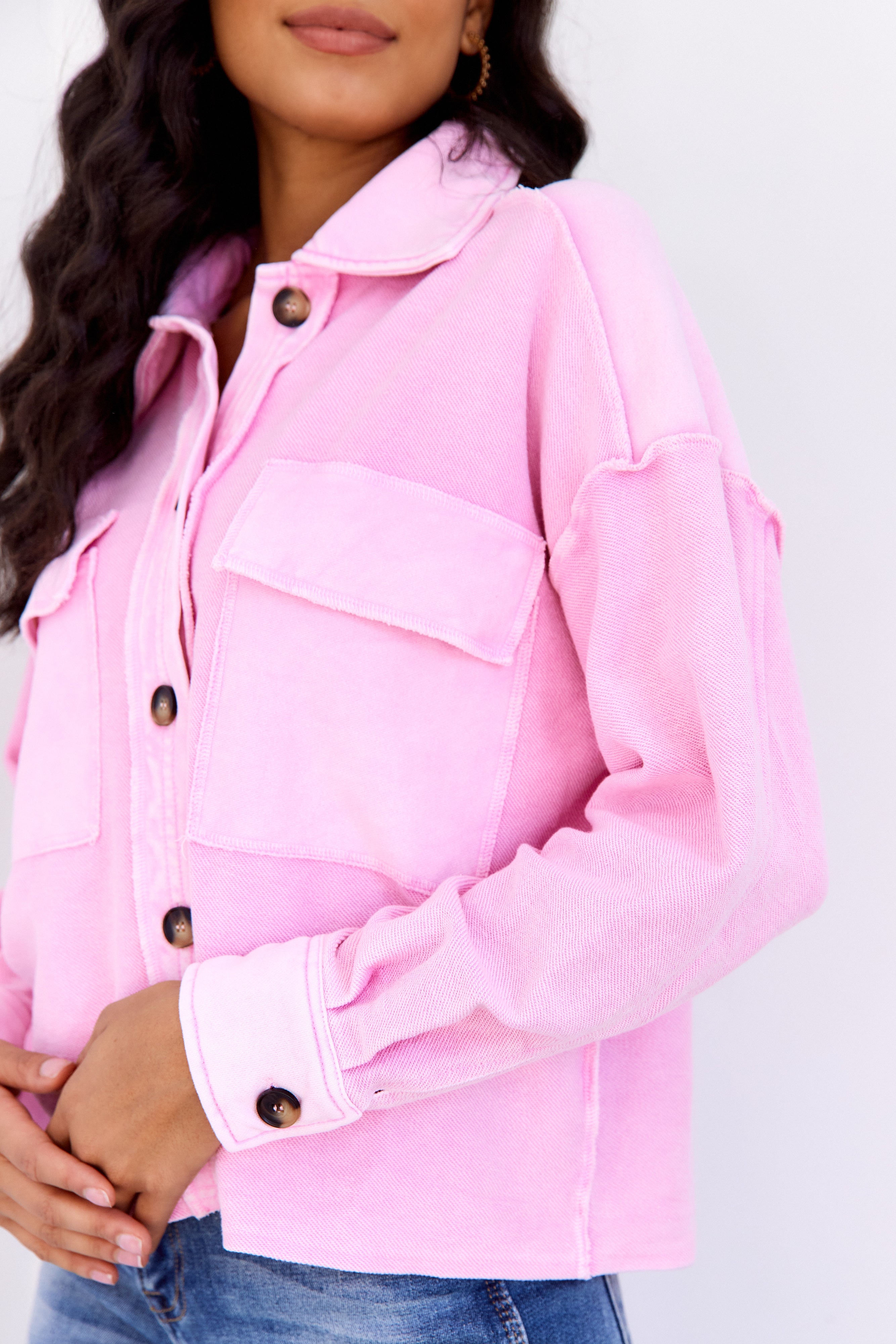 SALE - Justina Washed French Terry Cropped Jacket