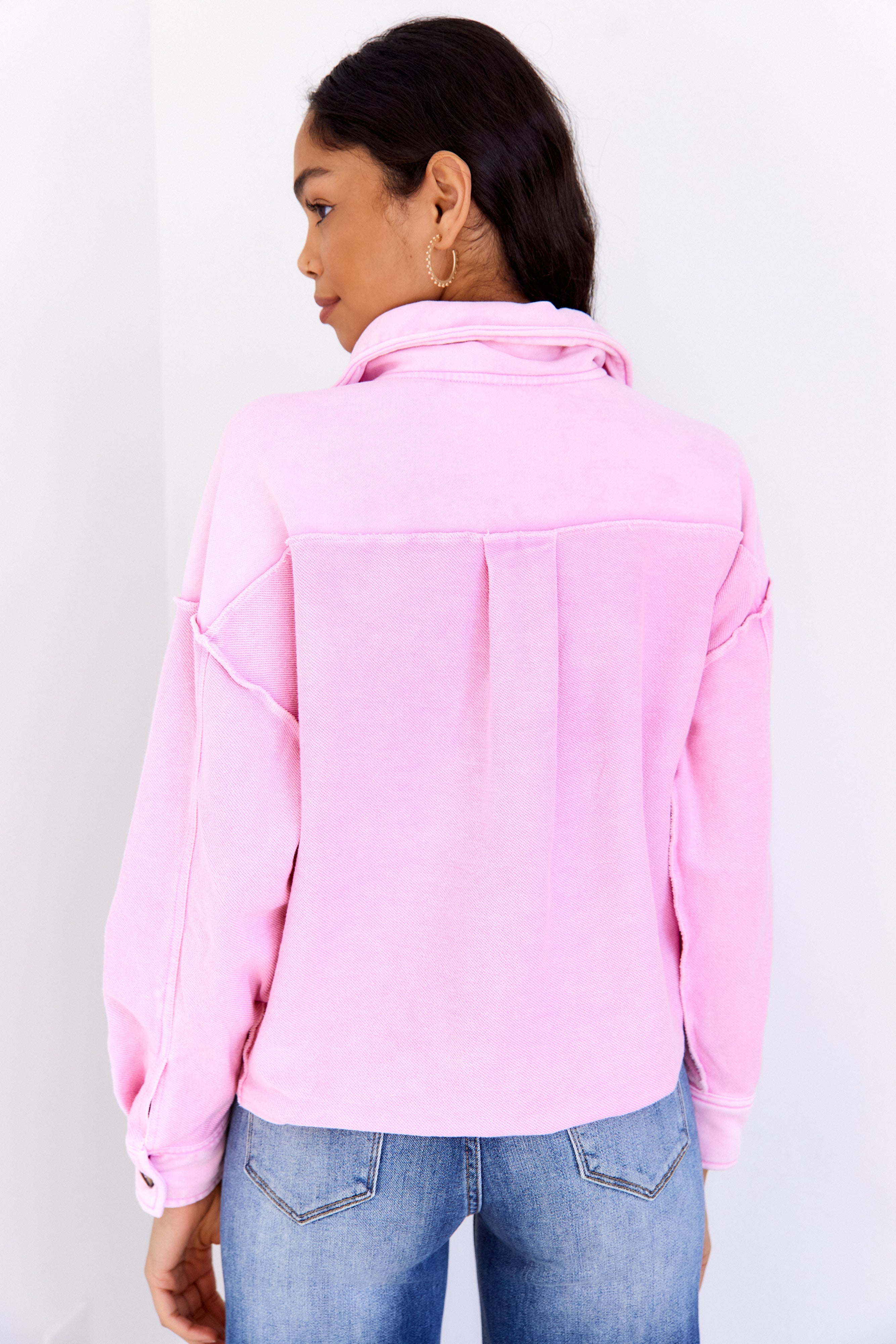 SALE - Justina Washed French Terry Cropped Jacket