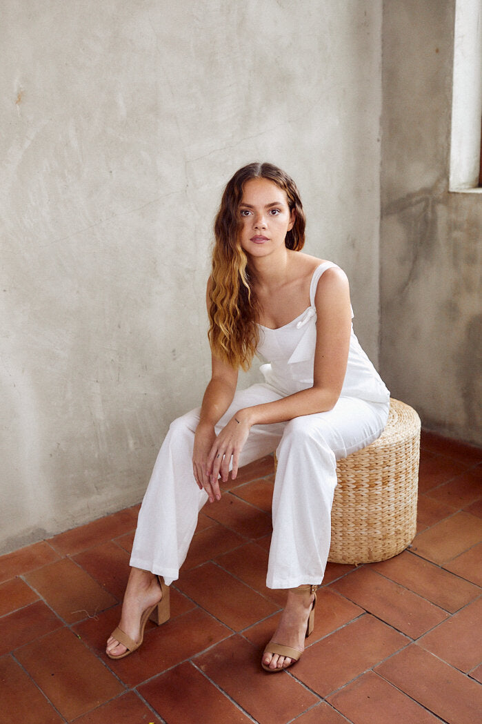 Meghan Knot Detail Linen Jumpsuit
