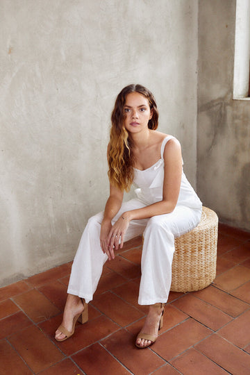 Meghan Knot Detail Linen Jumpsuit
