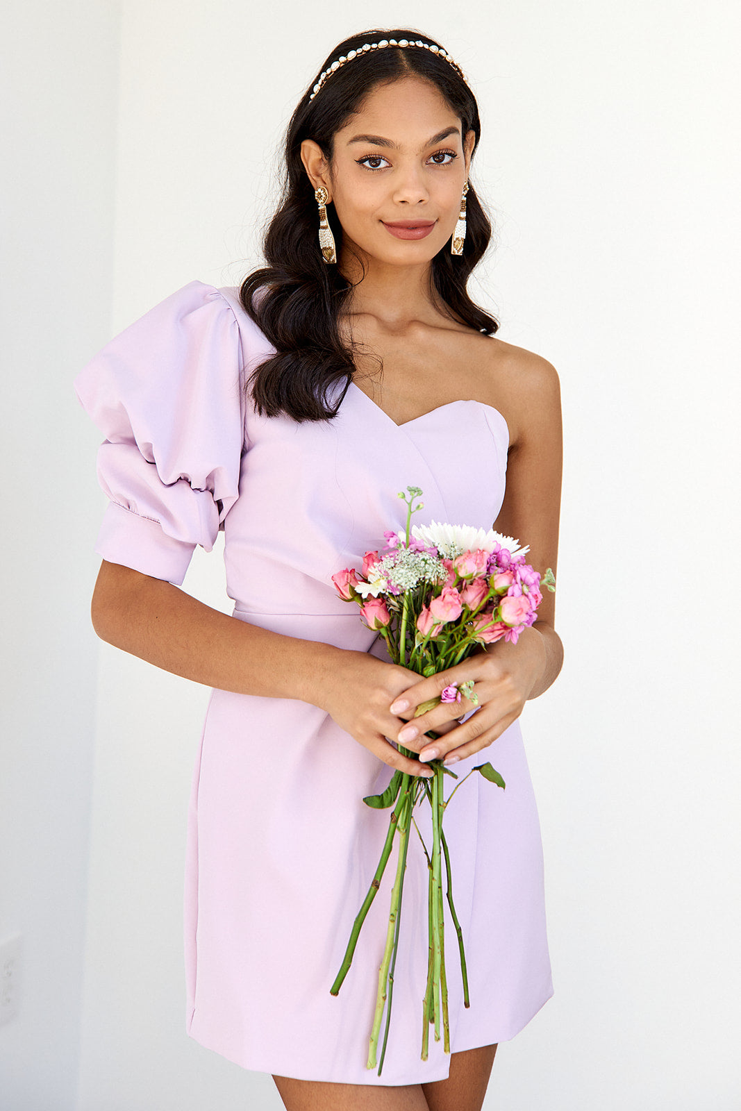 Ava One Shoulder Pleated Dress