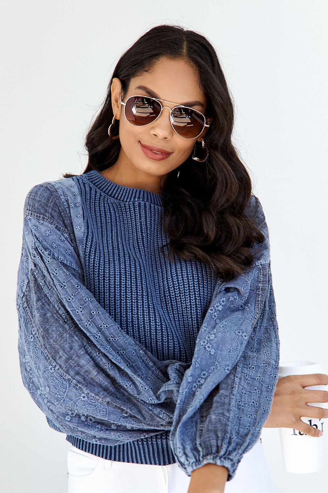 Cadence Eyelet Sleeve Sweater