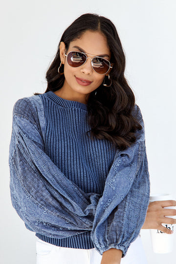 Cadence Eyelet Sleeve Sweater