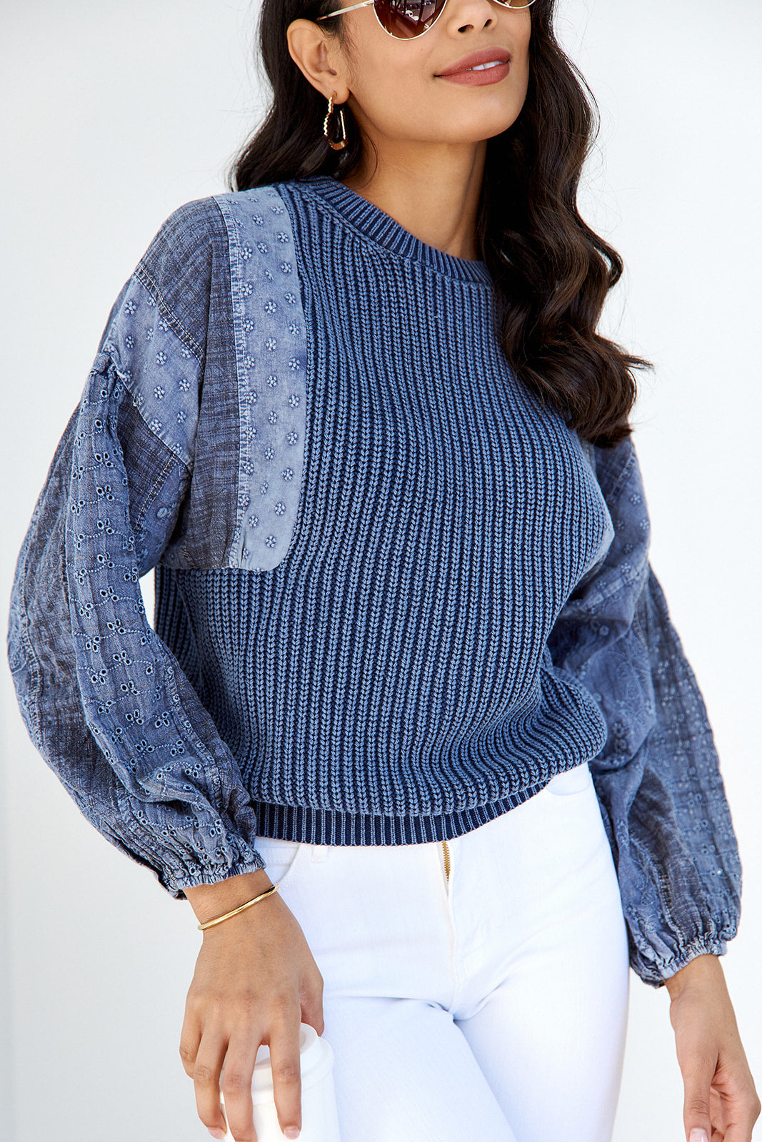 Cadence Eyelet Sleeve Sweater