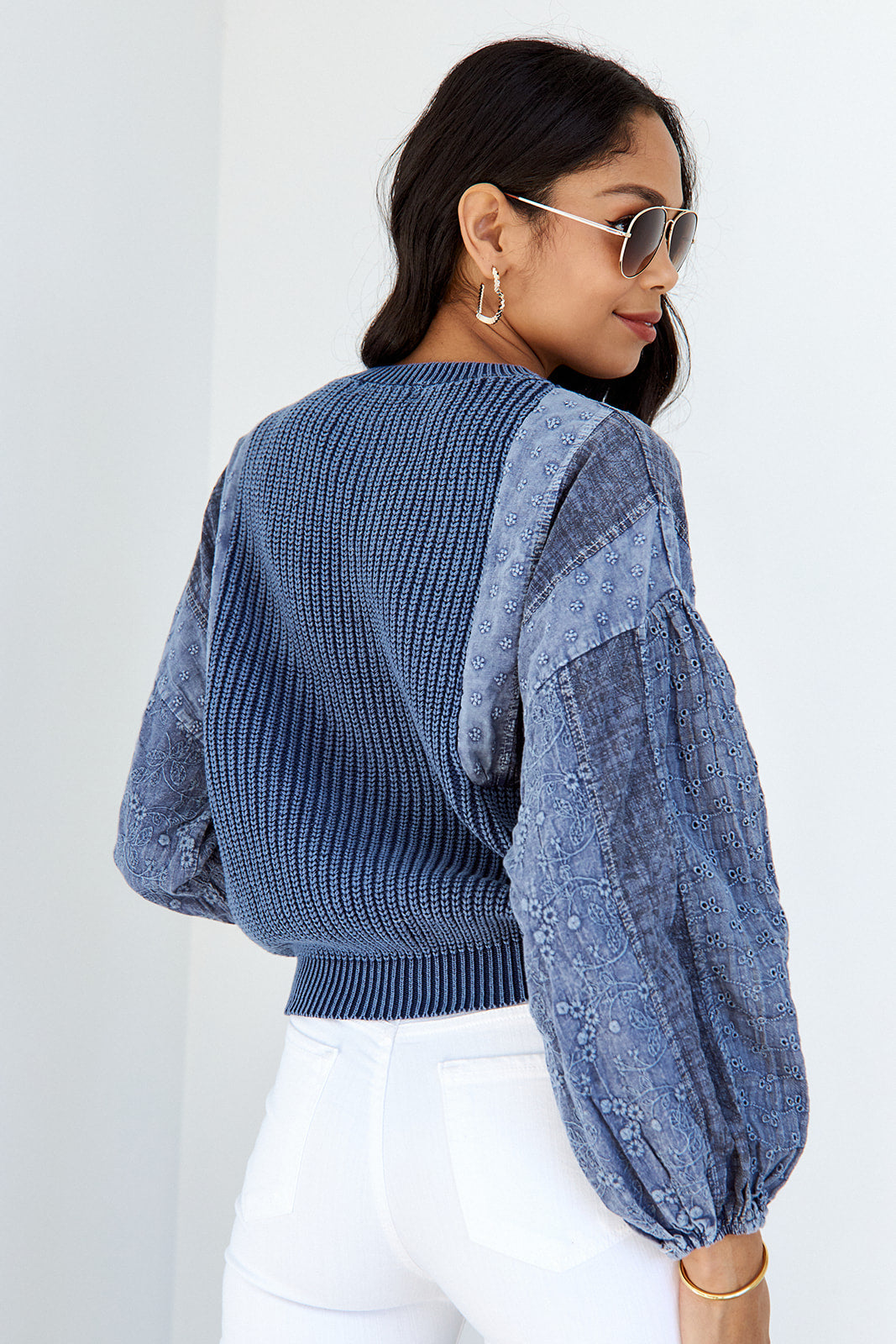 Cadence Eyelet Sleeve Sweater