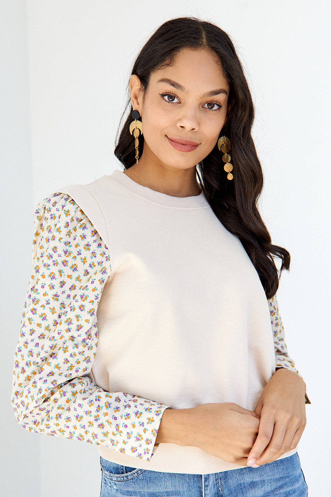Powell Woven Sleeve Sweatshirt