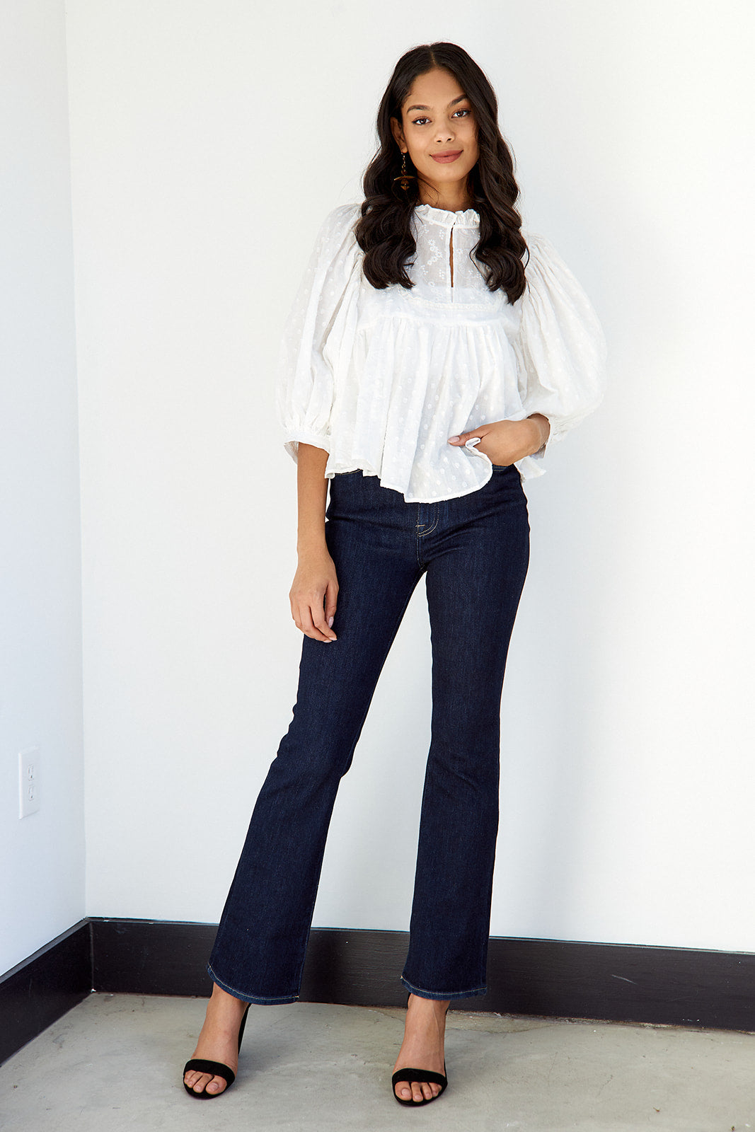 Misha Embroidered High Neck Blouse