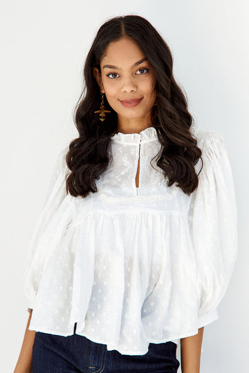 Misha Embroidered High Neck Blouse