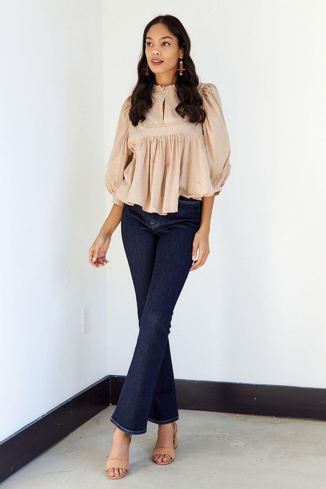 Misha Embroidered High Neck Blouse