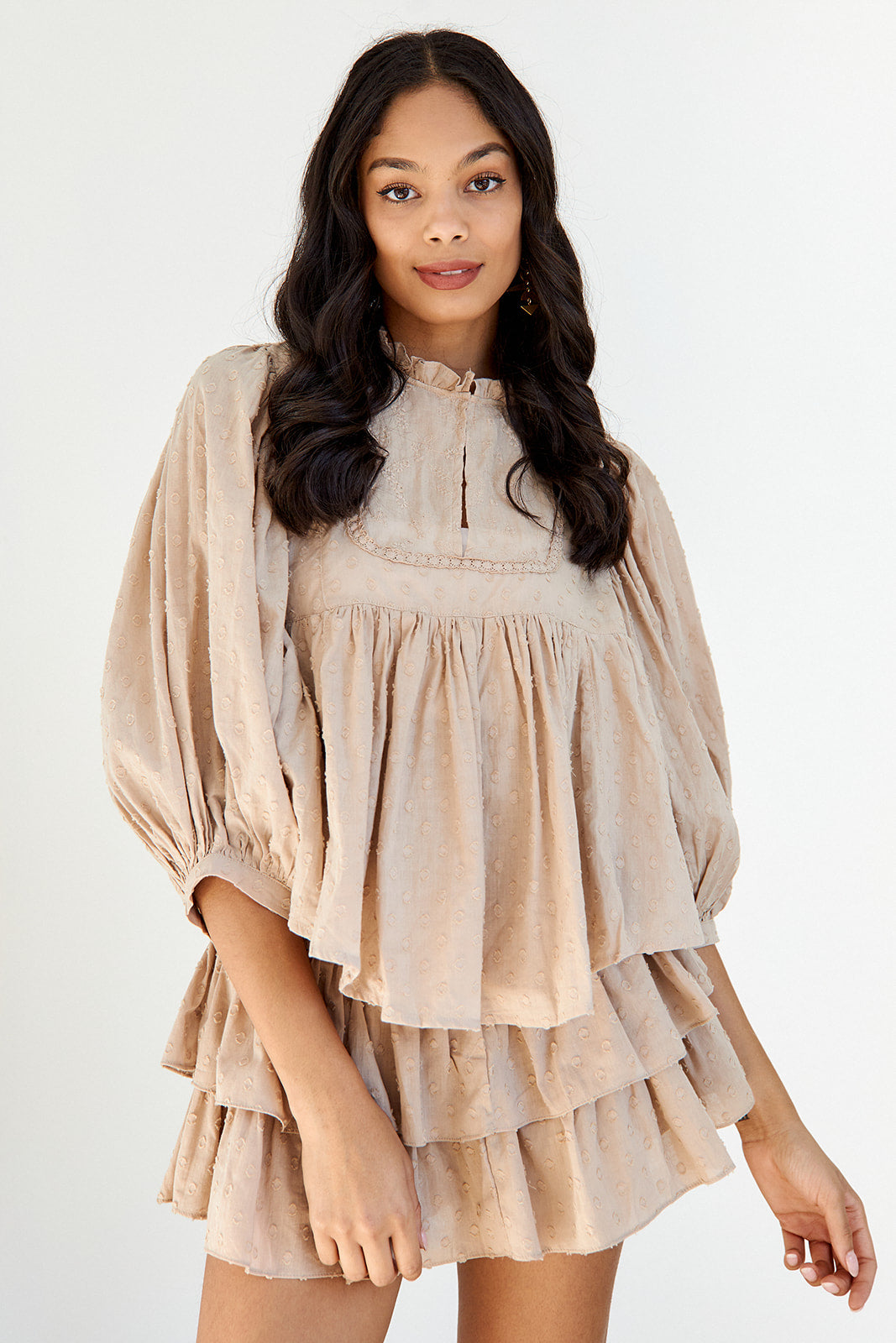 Lenny Polka Dot Smocked Waist Ruffled Skort