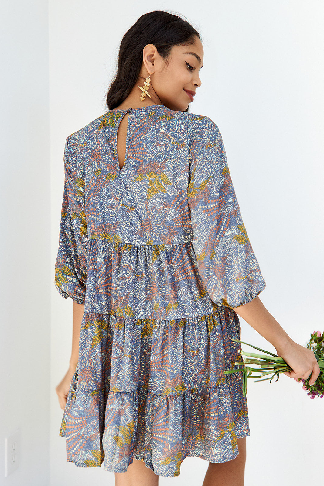Ingrid Long Sleeve Tiered Mini Dress
