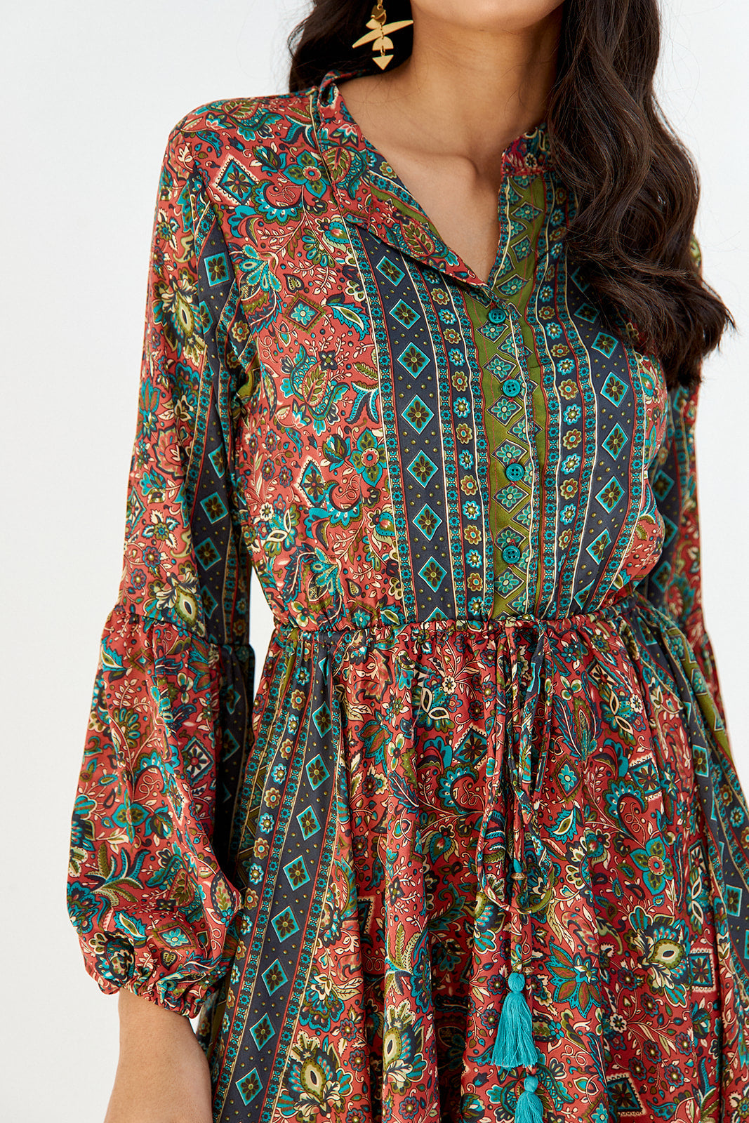 Hilarie Printed Tie Waist Mini Dress