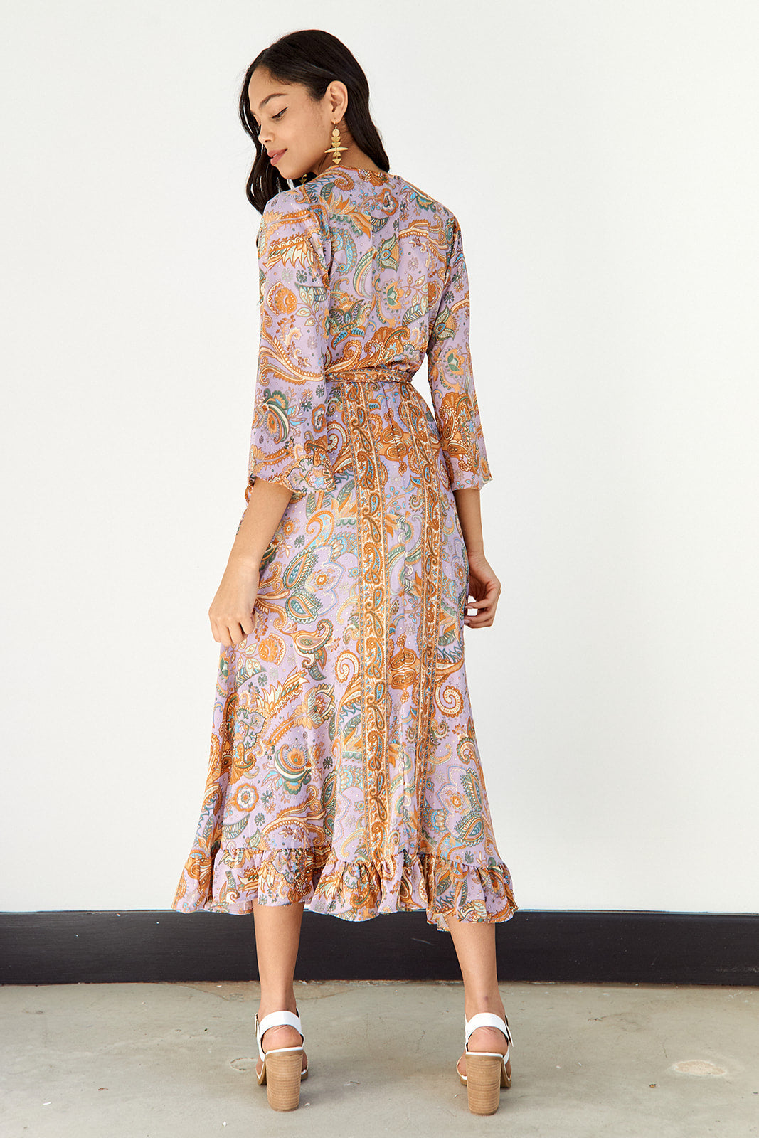 Yvette Ruffled Trim Printed Dress