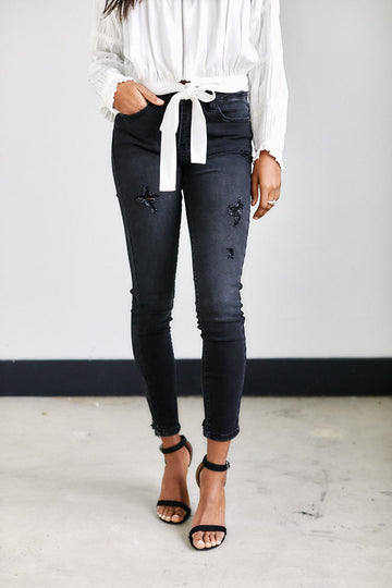 Archie Mid Rise Distressed Skinny