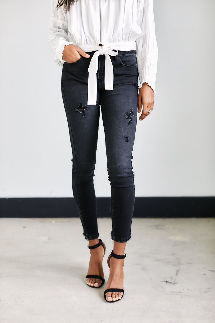 Archie Mid Rise Distressed Skinny