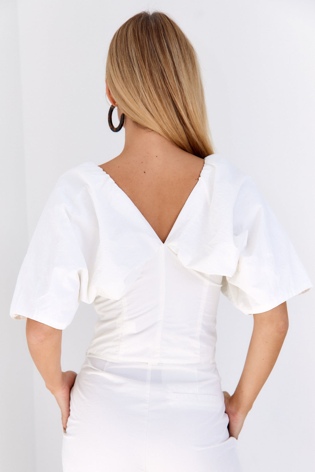 SALE - Dawn Balloon Sleeve Crop Top