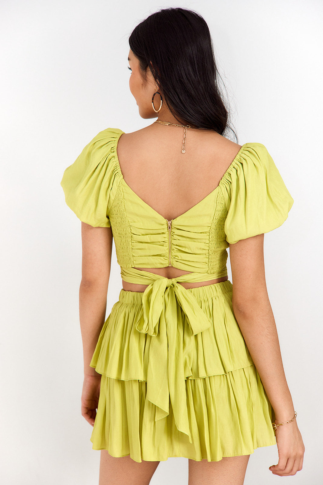 Amelia Tiered Pull On Mini Skirt
