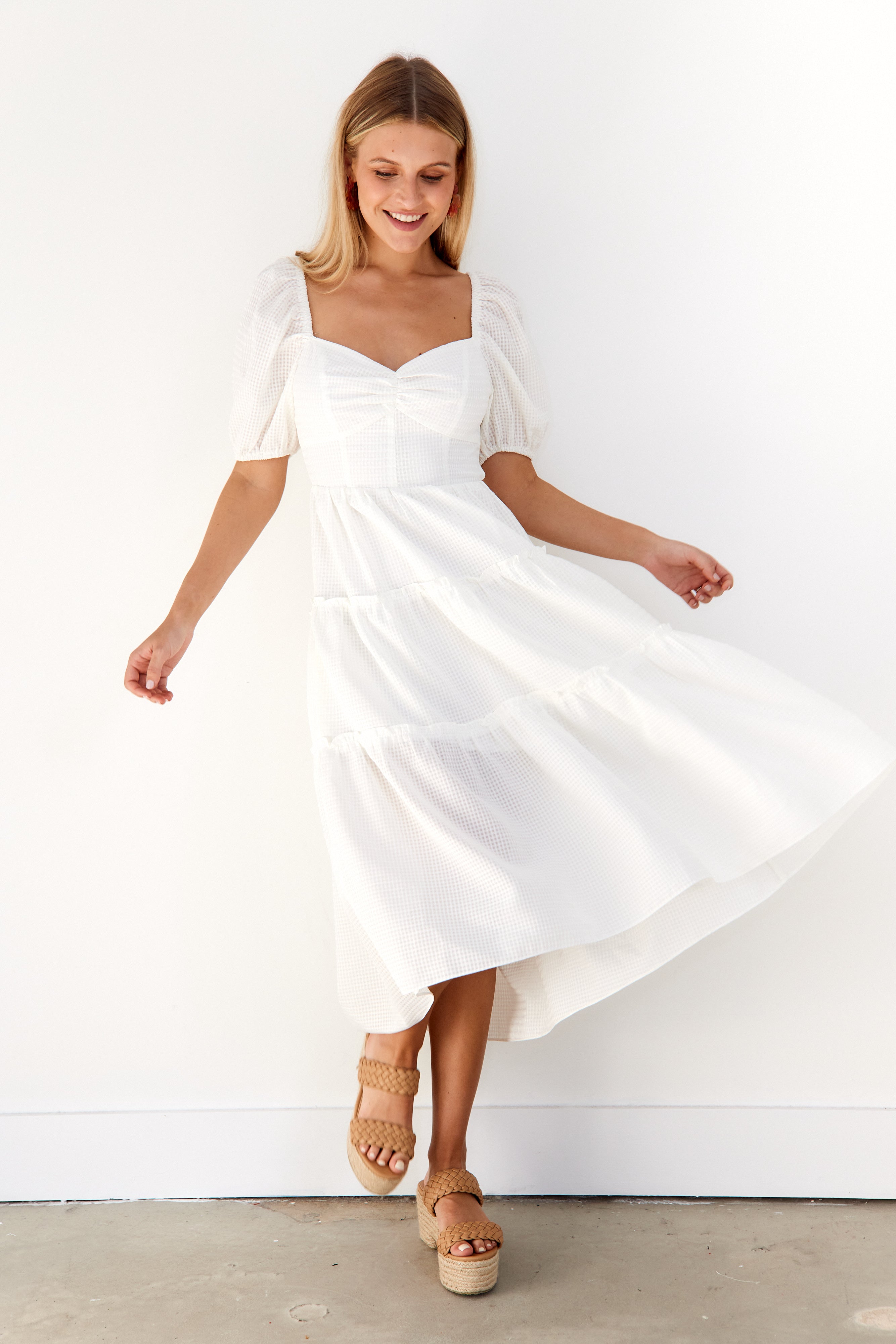 SALE - Amanda Tiered Puff Sleeve Midi Dress