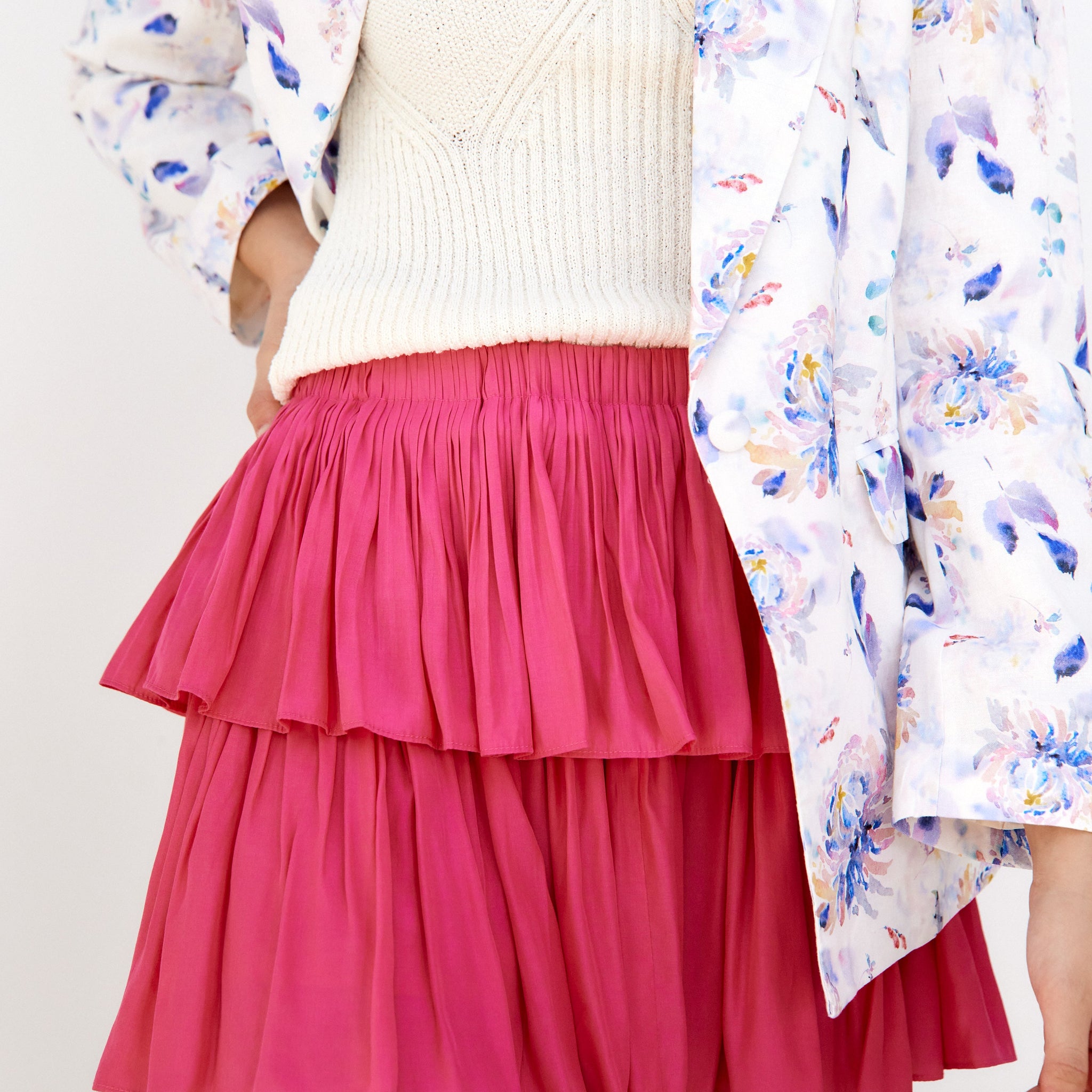 Amelia Tiered Pull On Mini Skirt