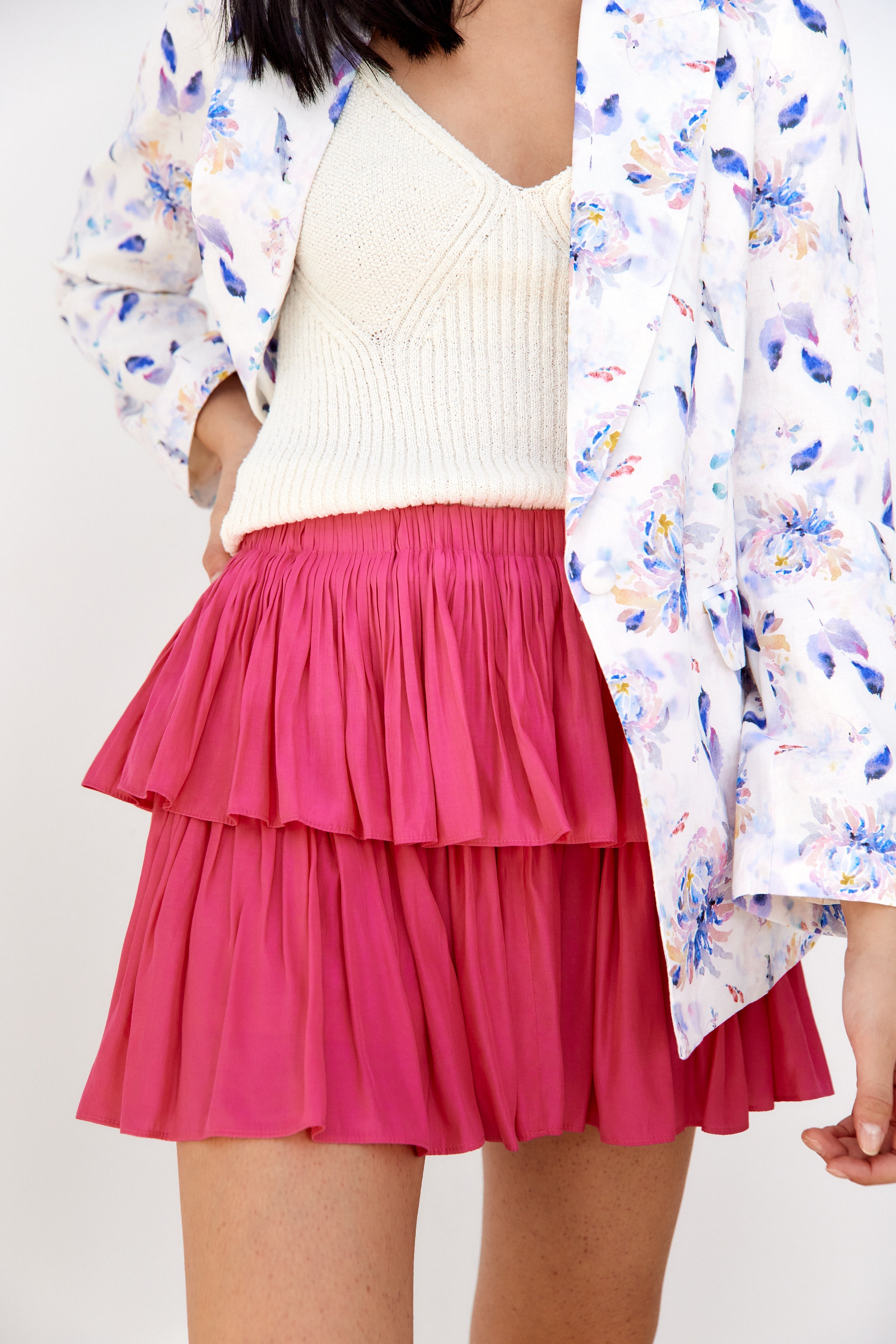 Amelia Tiered Pull On Mini Skirt