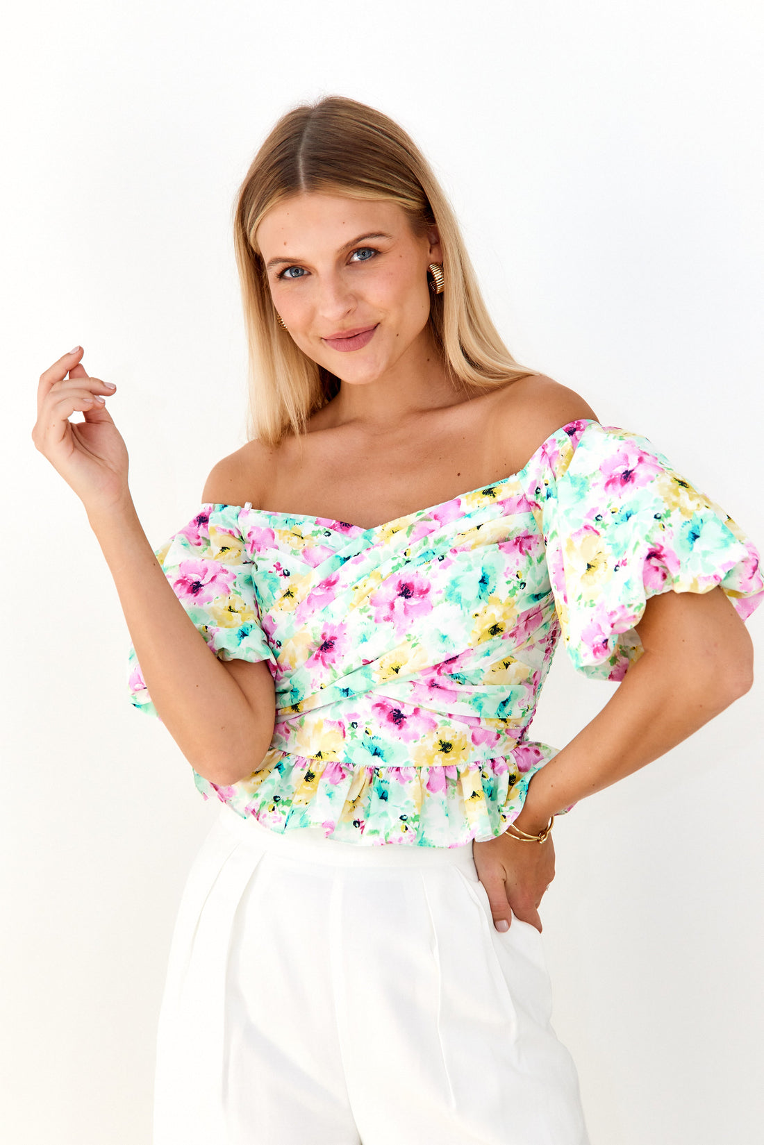 SALE - Becca Floral Ruffle Peplum Top