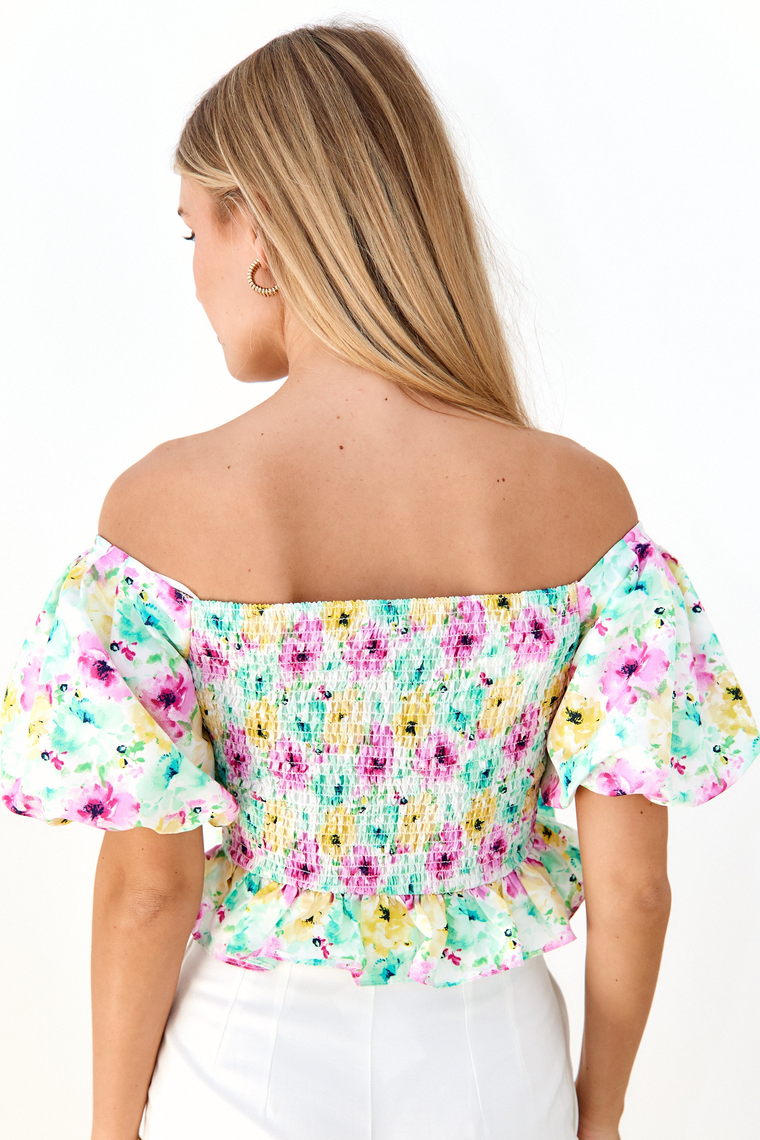 SALE - Becca Floral Ruffle Peplum Top
