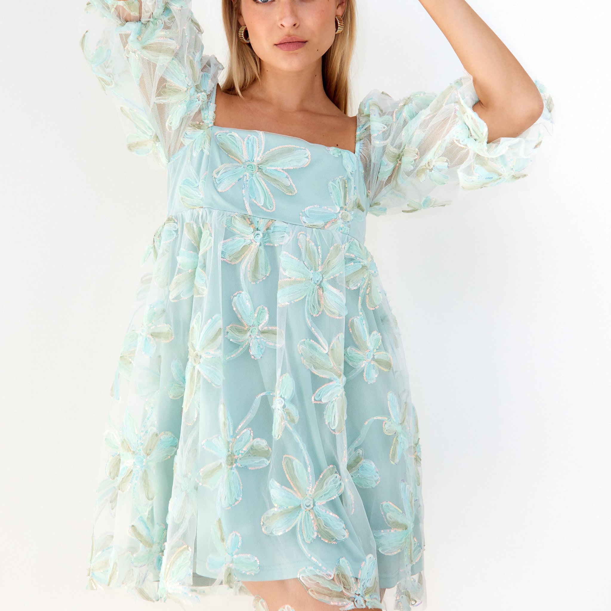 SALE - Gina Textured Floral Babydoll Dress