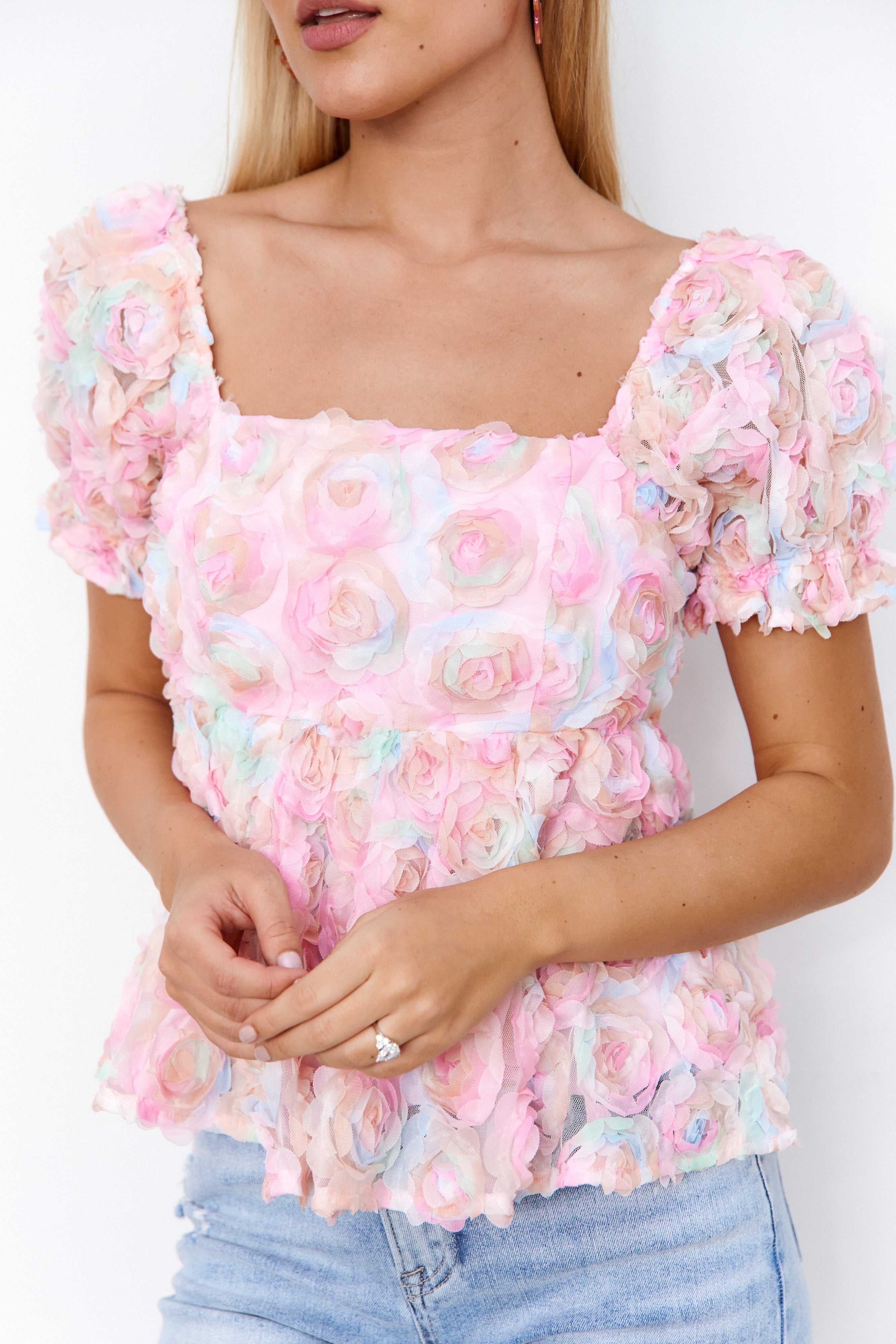 SALE - Dianne Embroidered Babydoll Top