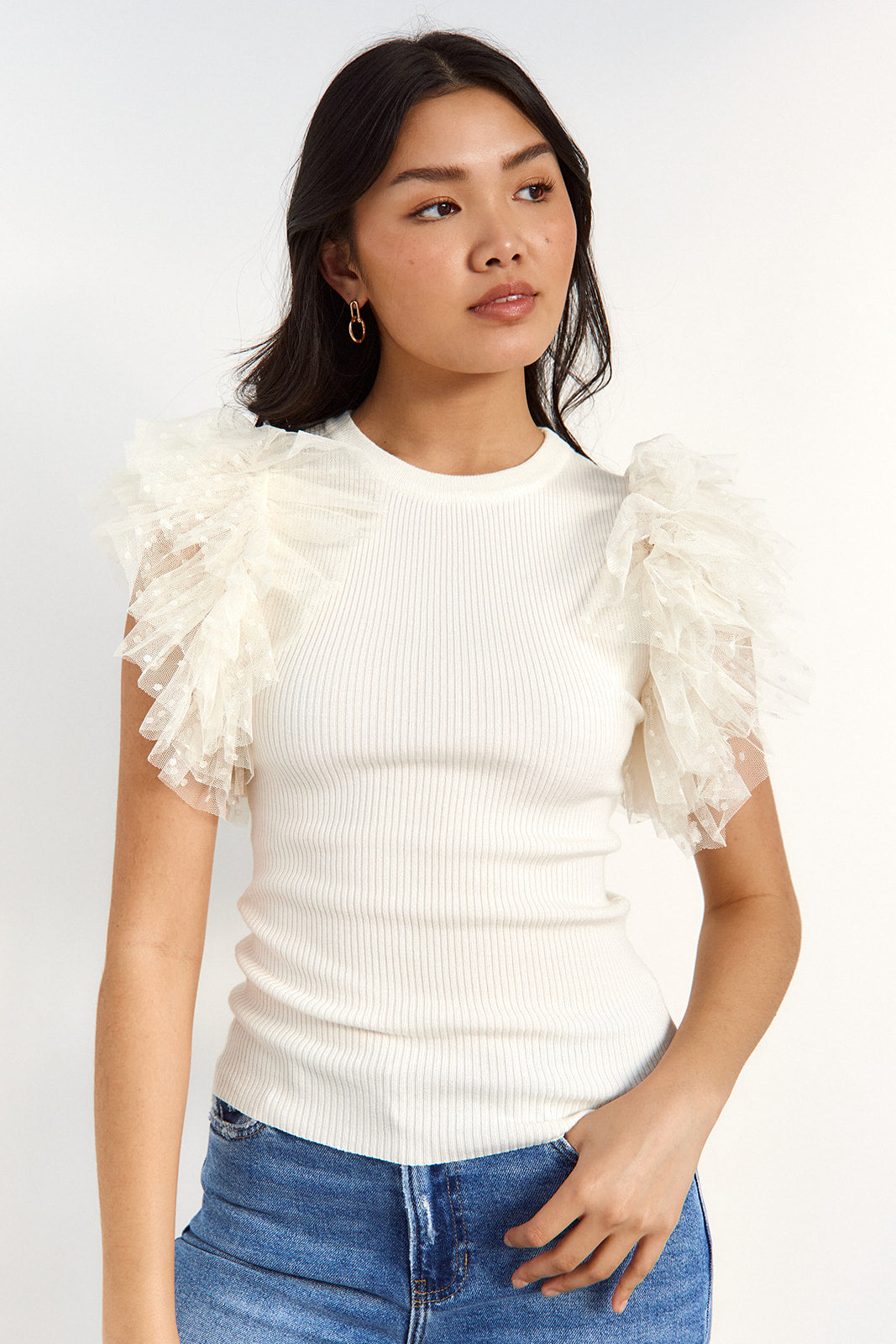 SALE - Ireland Tulle Sleeve Top