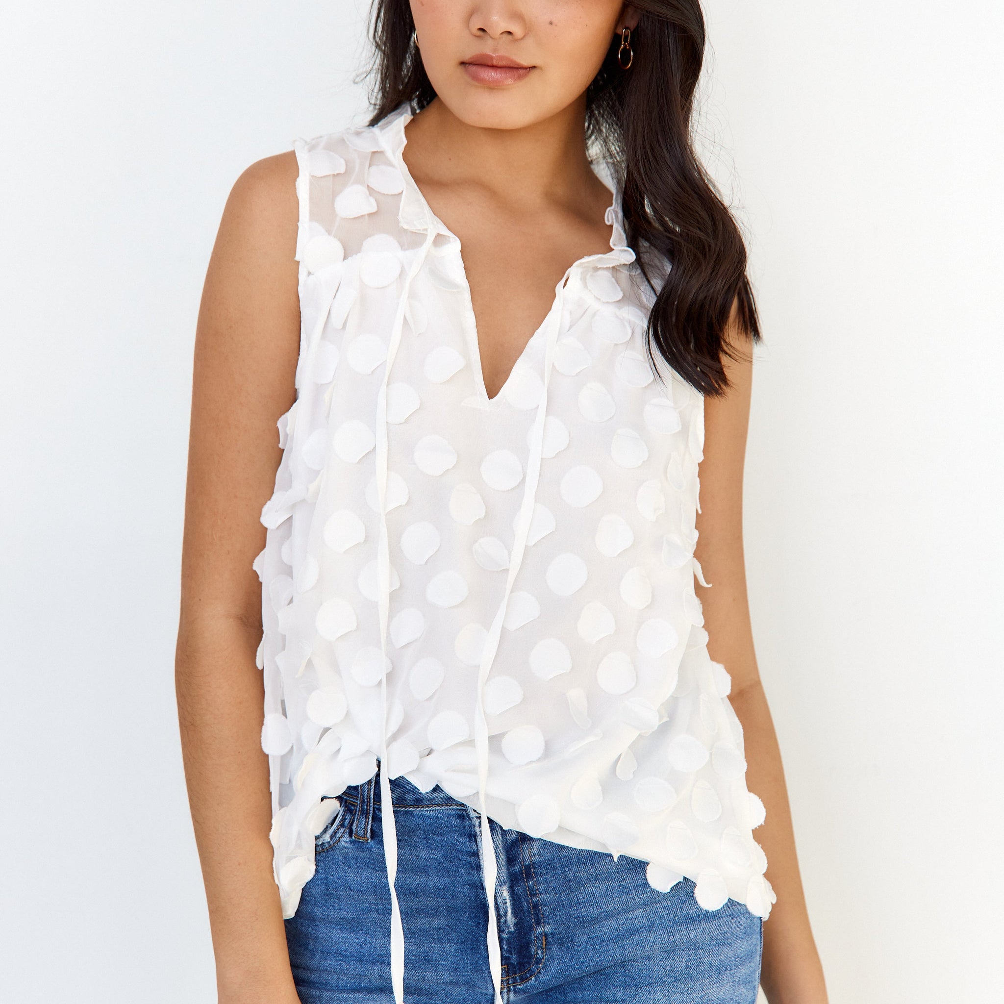 Landon Textured Polka Dot Top