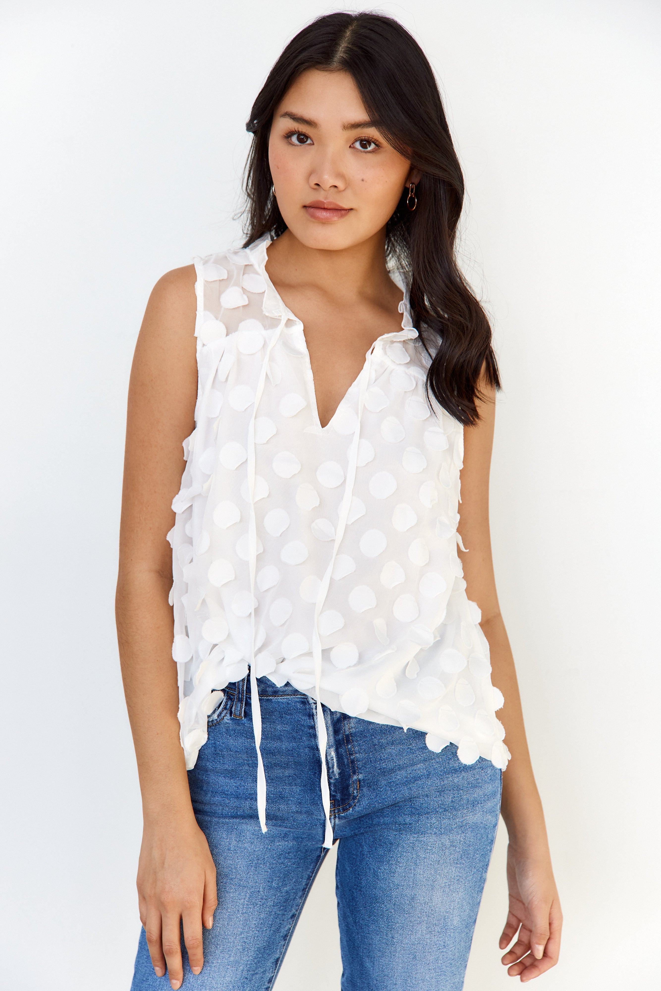 Landon Textured Polka Dot Top