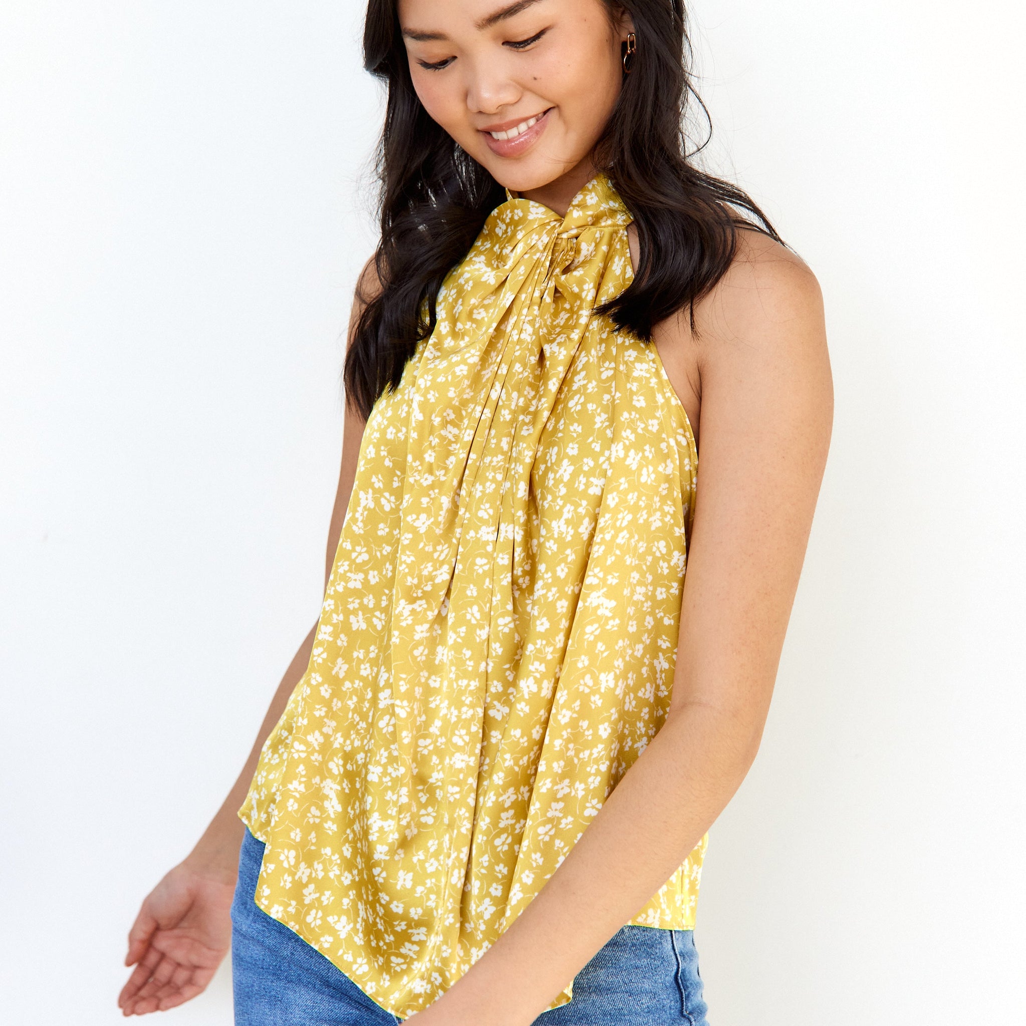 SALE - Donna Twist Front High Neck Tank