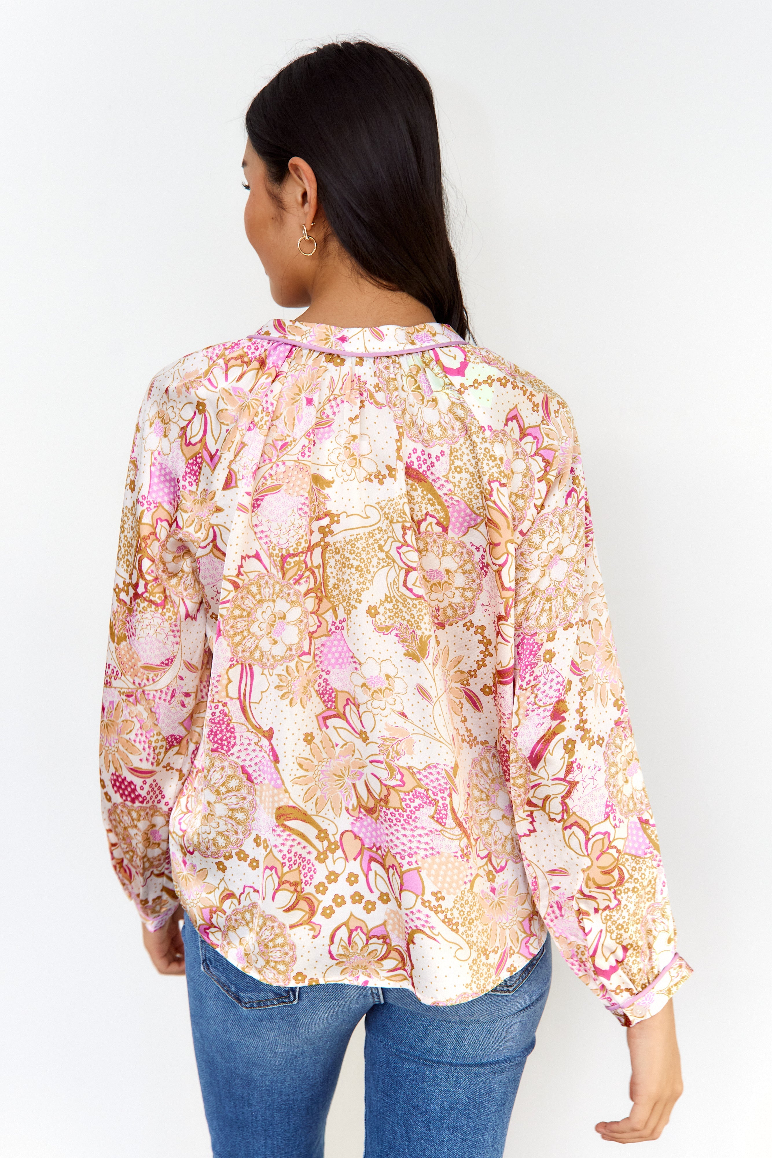 Melinda Long Sleeve Paisley Blouse  - L - MULI