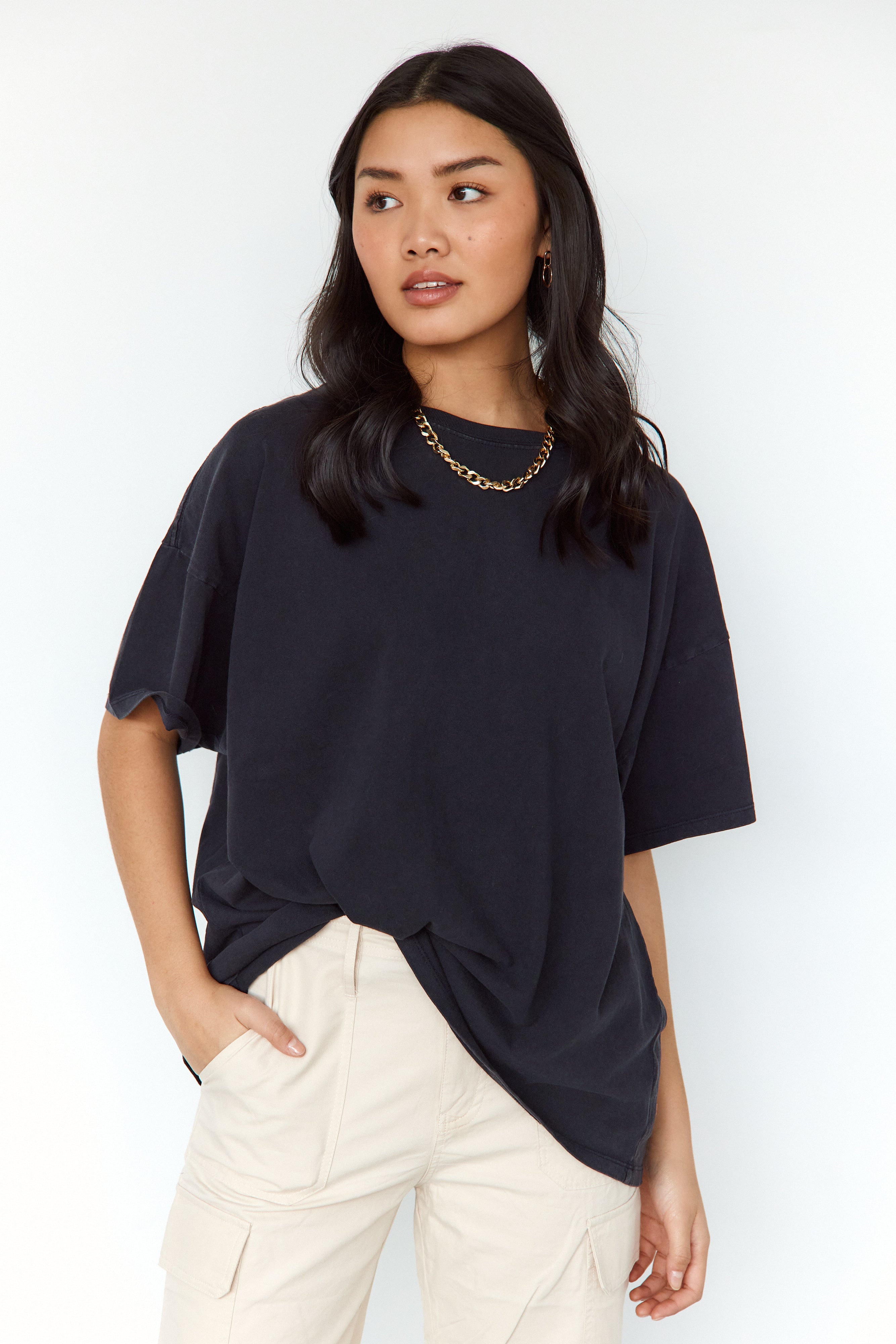 Libbi Oversized Acid Washed Tee