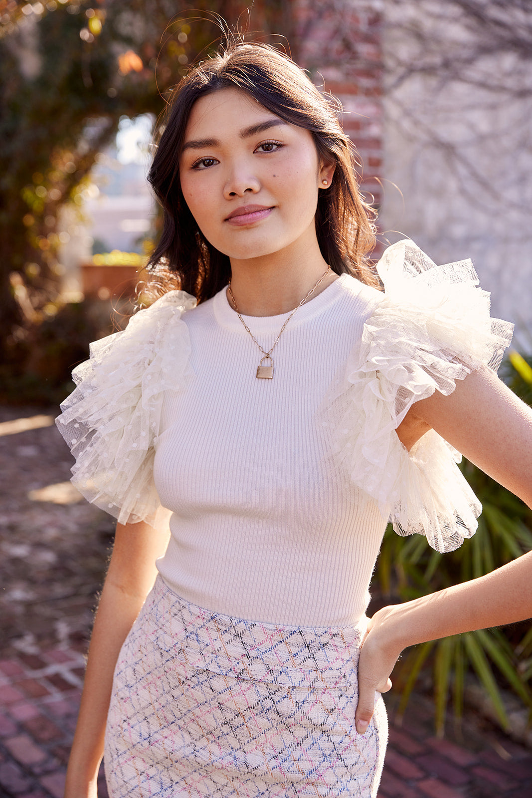 SALE - Ireland Tulle Sleeve Top