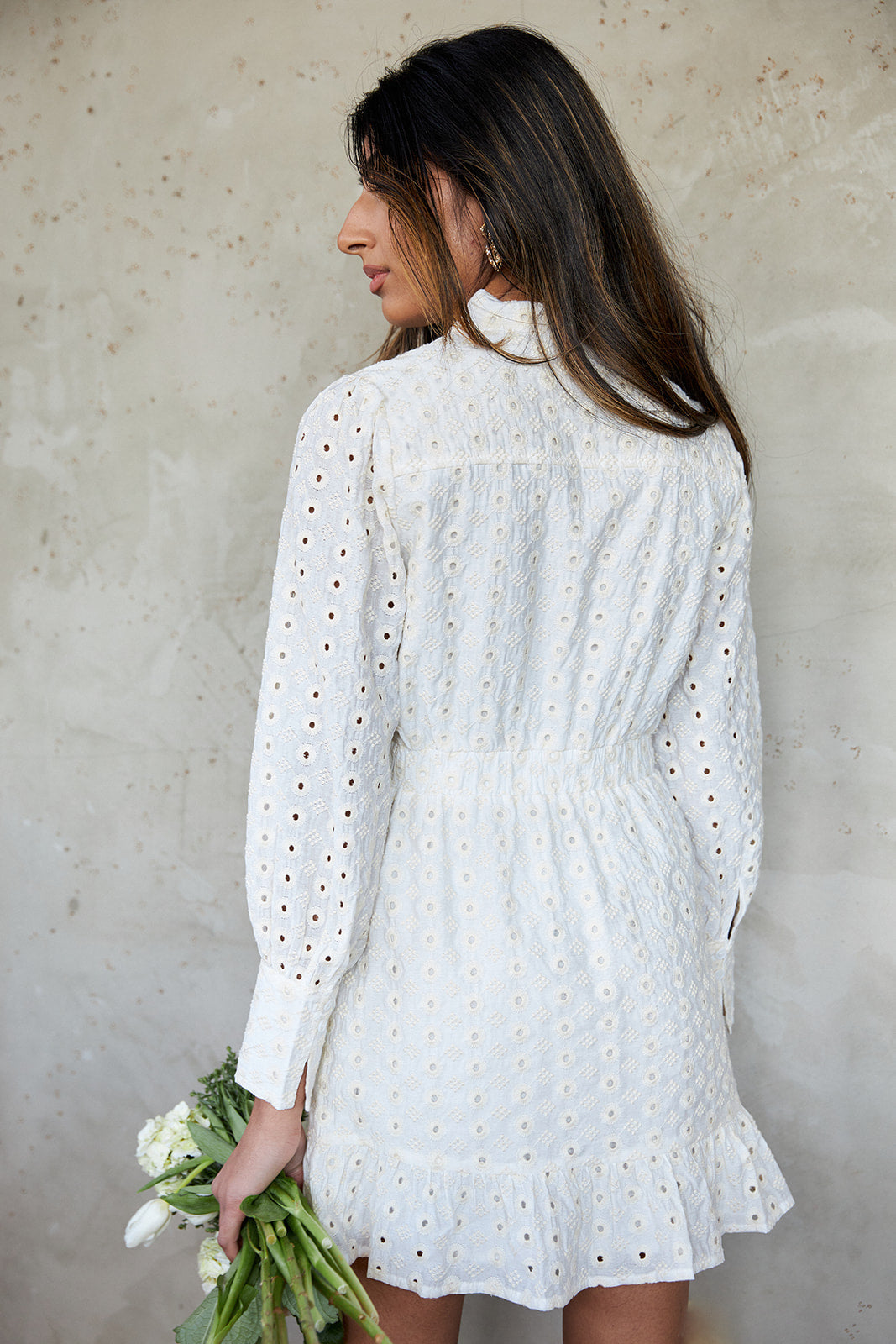 Cori Button Down Ruffled Mini Dress