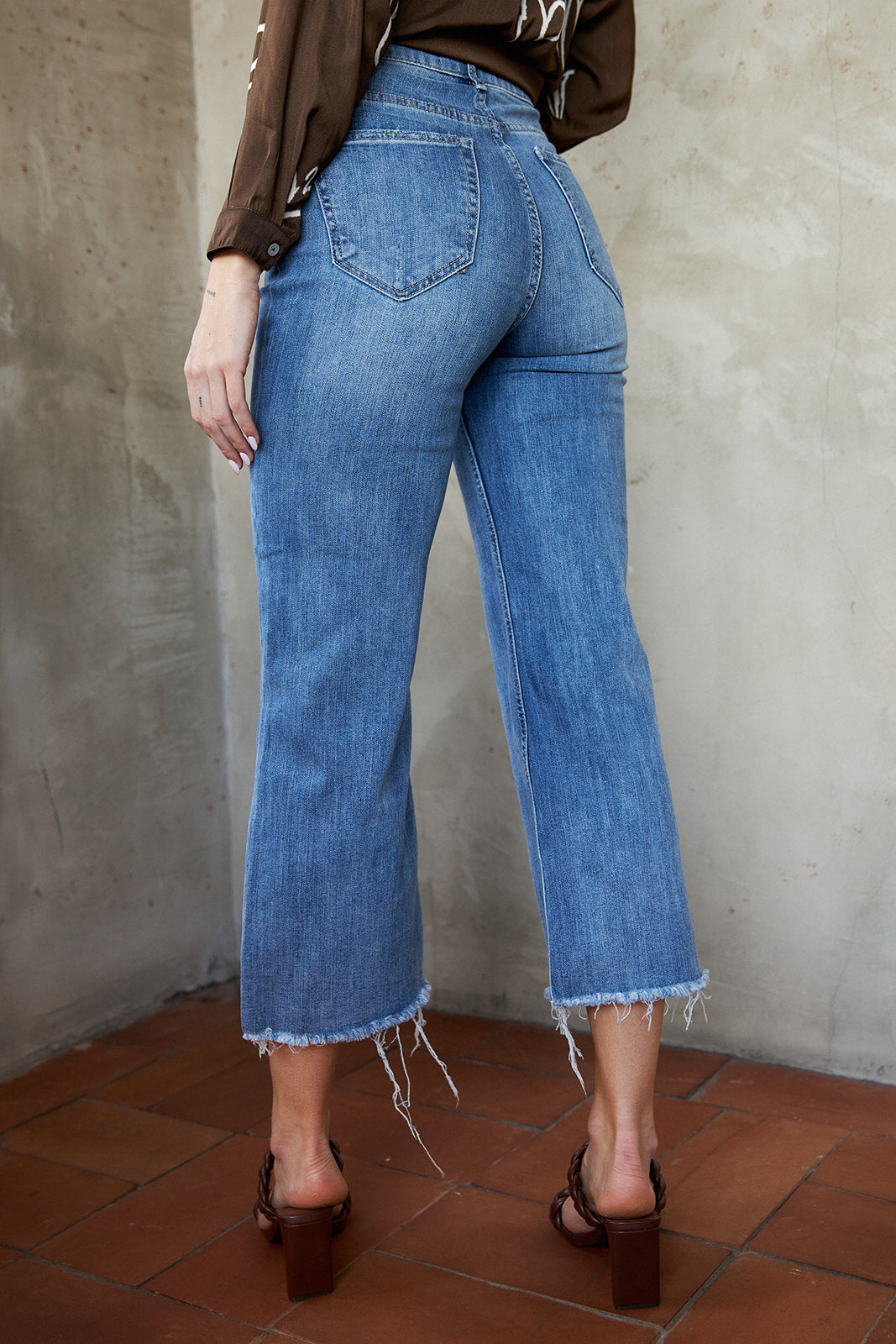 Harlin Raw Hem Wide Leg Jeans