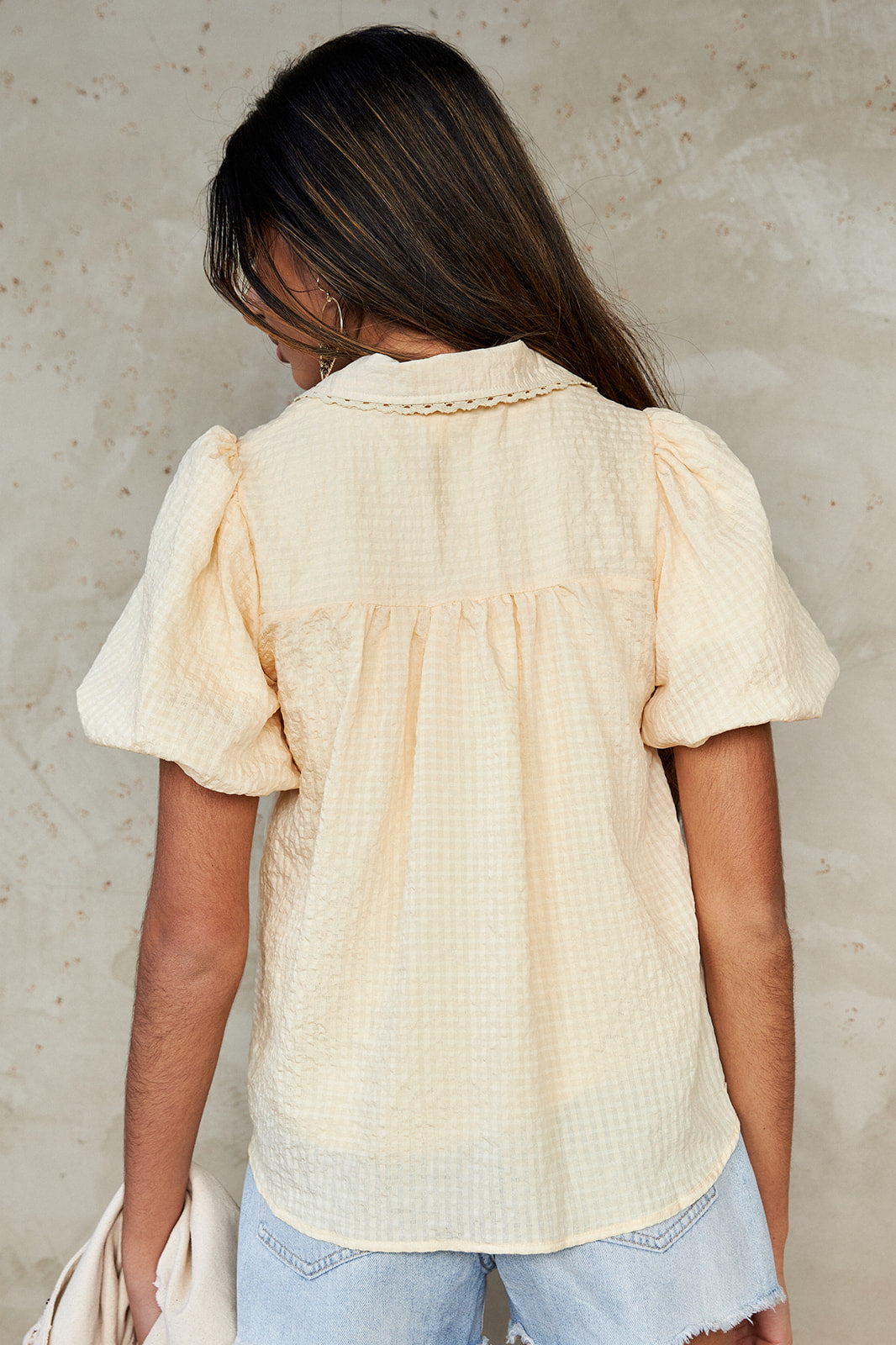 York Puff Sleeve Button Front Blouse