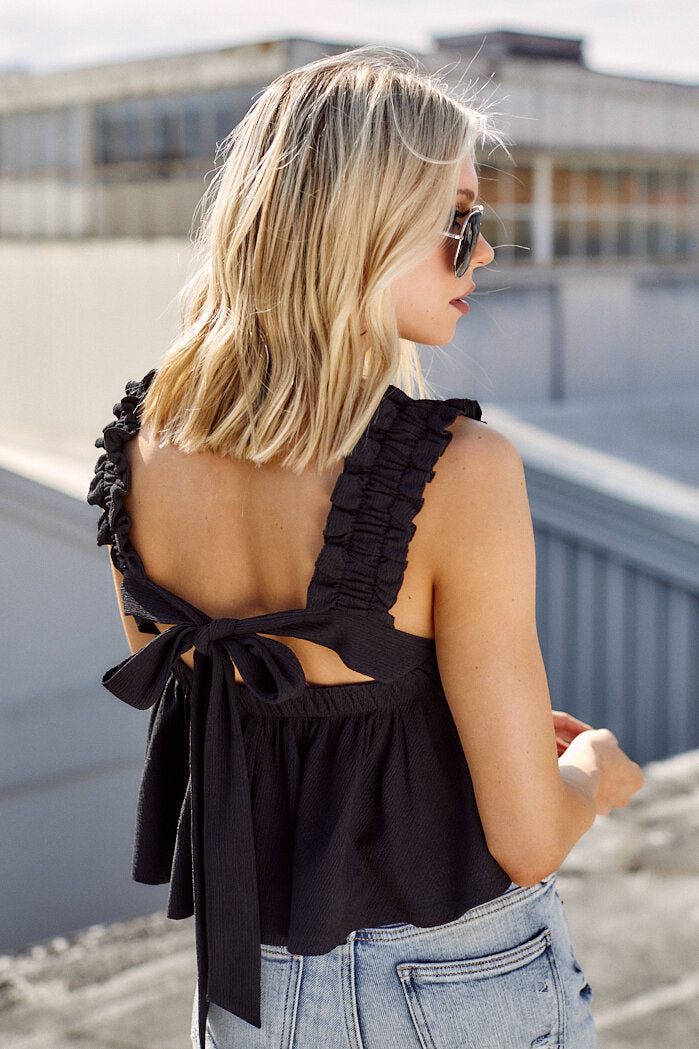 Britton Back Knot Ruffle Top